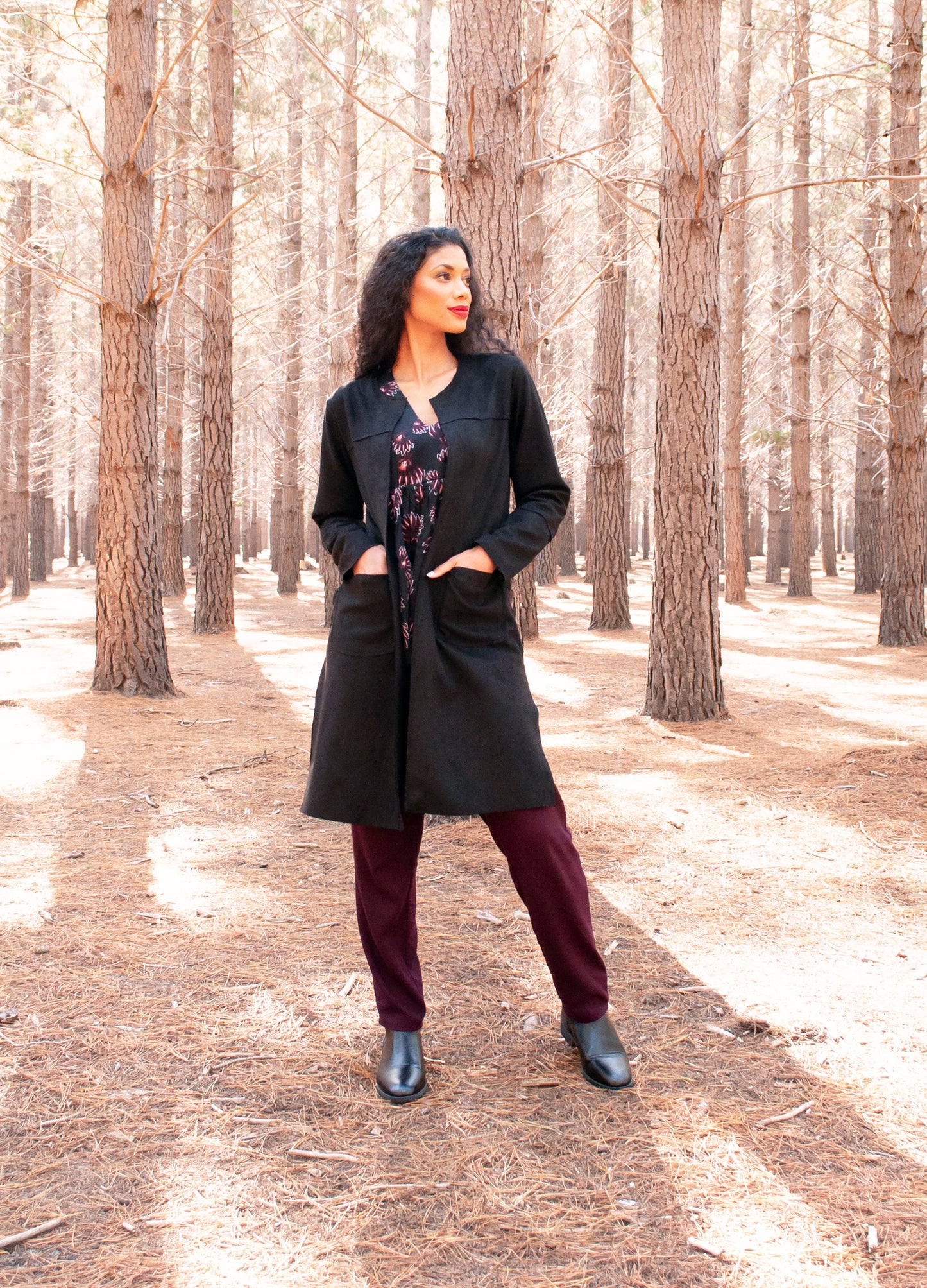 Nika cardigan in Black suede scuba