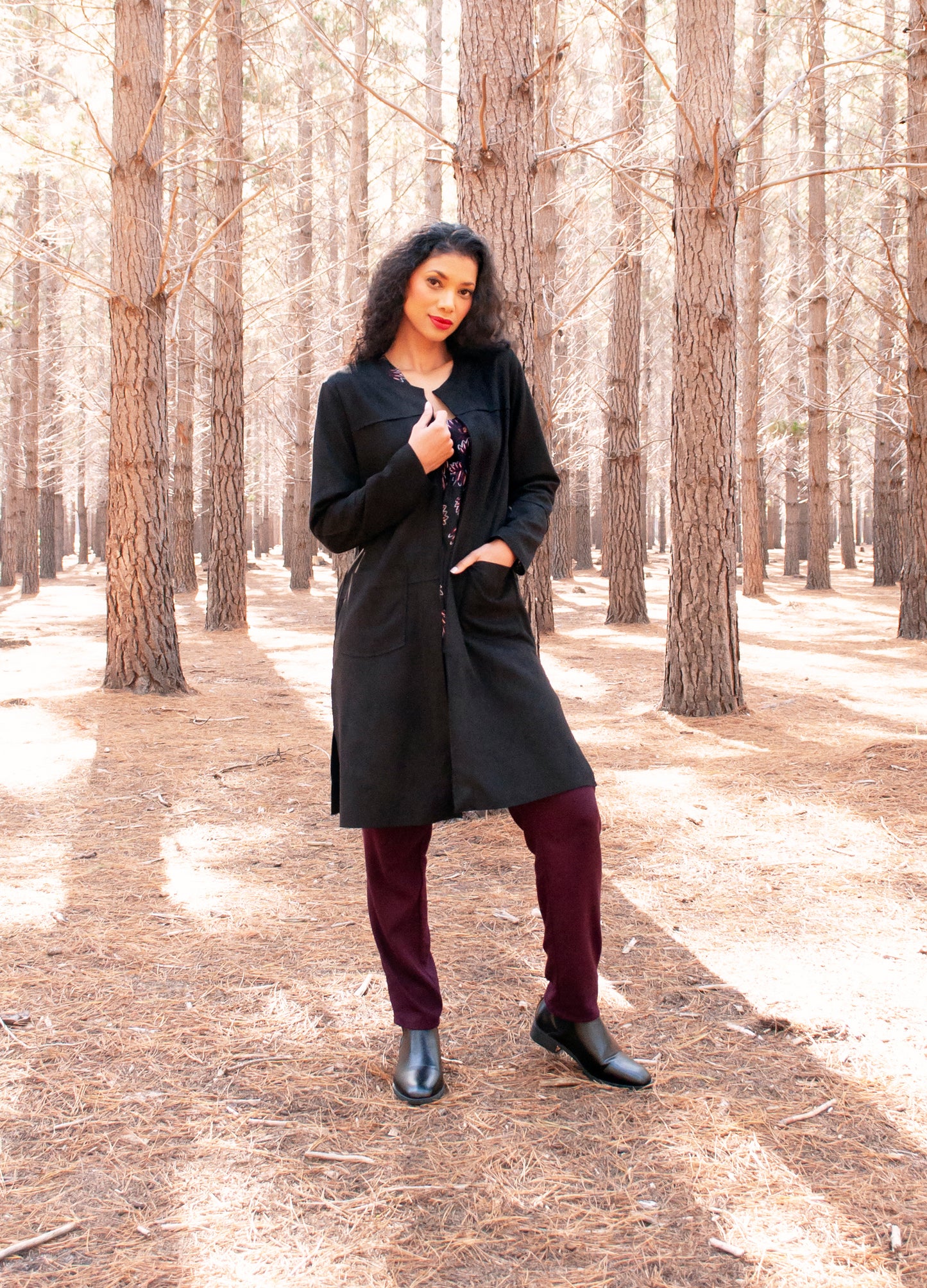 Nika cardigan in Black suede scuba