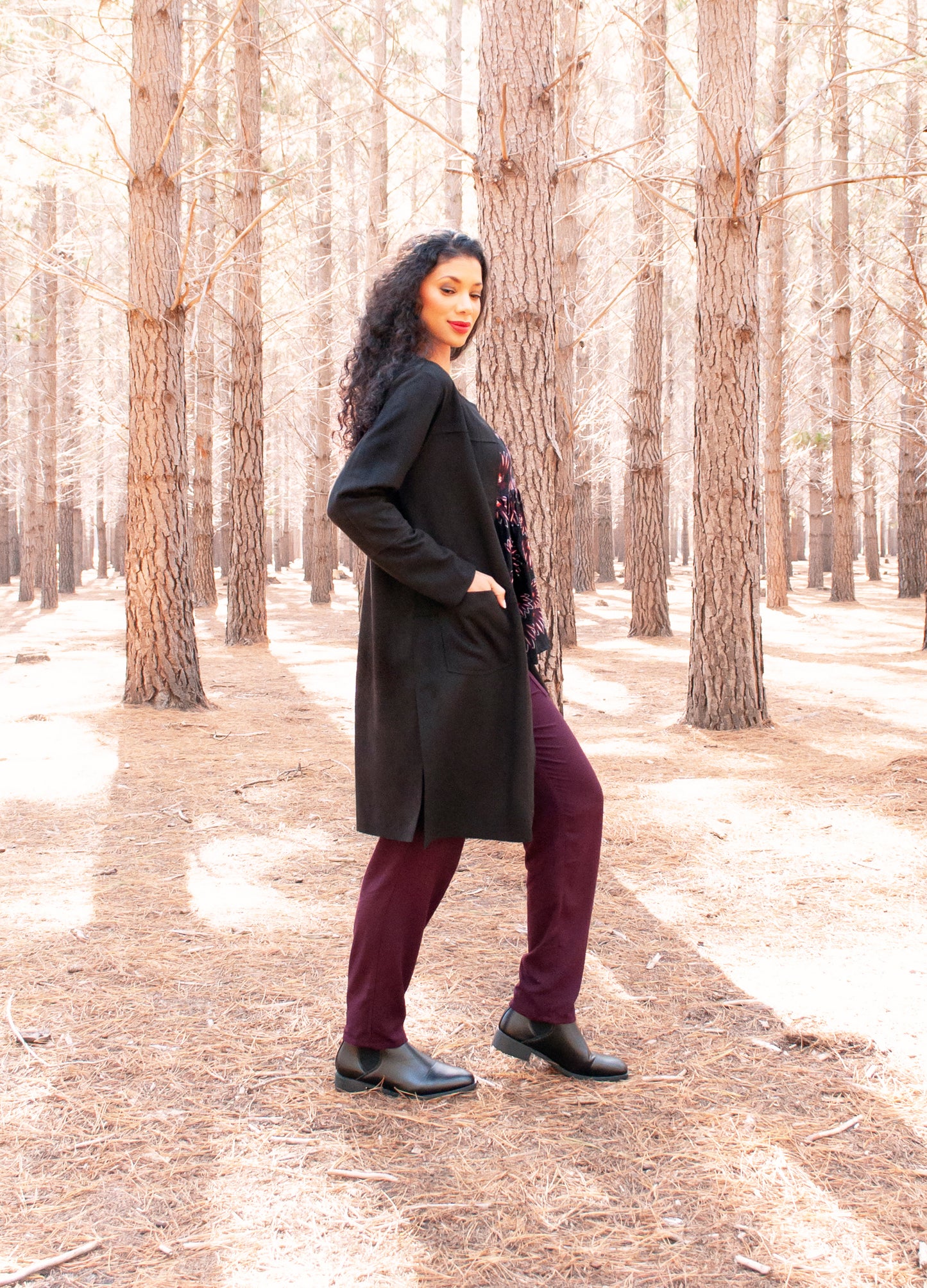 Nika cardigan in Black suede scuba