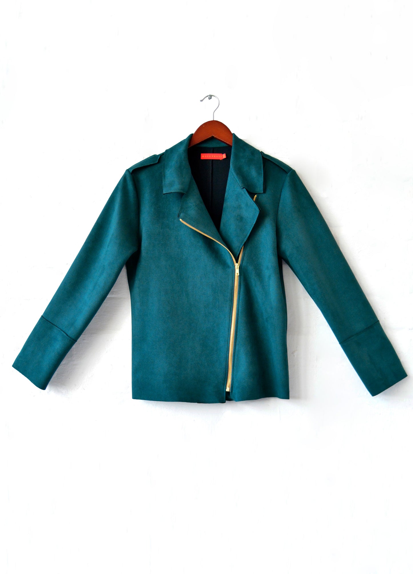 Ryleigh biker jacket in Peacock