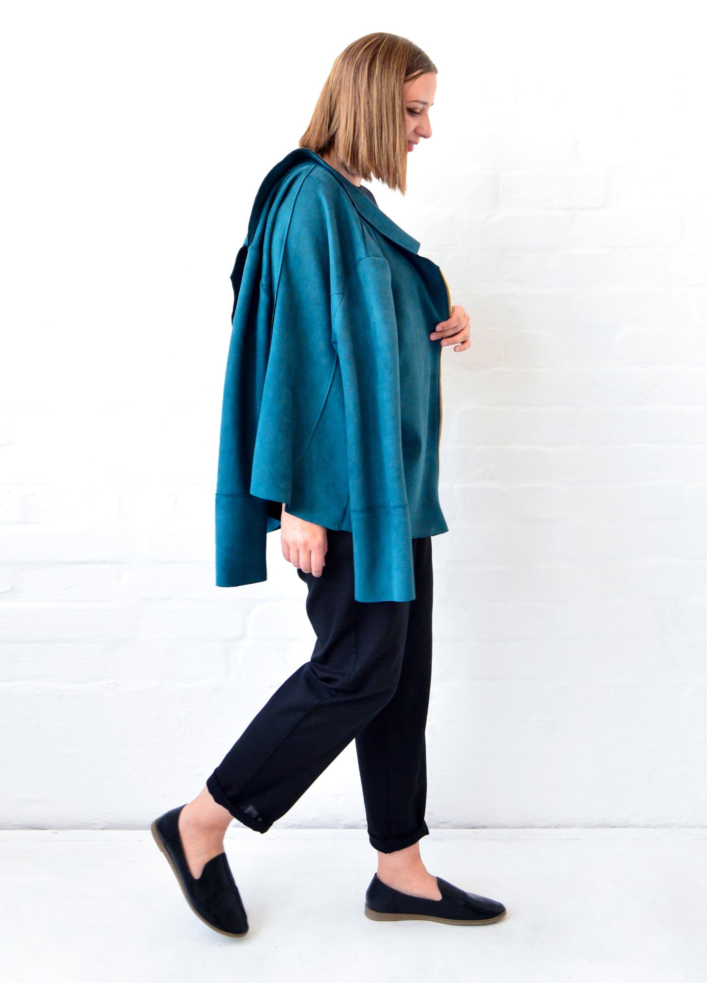 Ryleigh biker jacket in Peacock