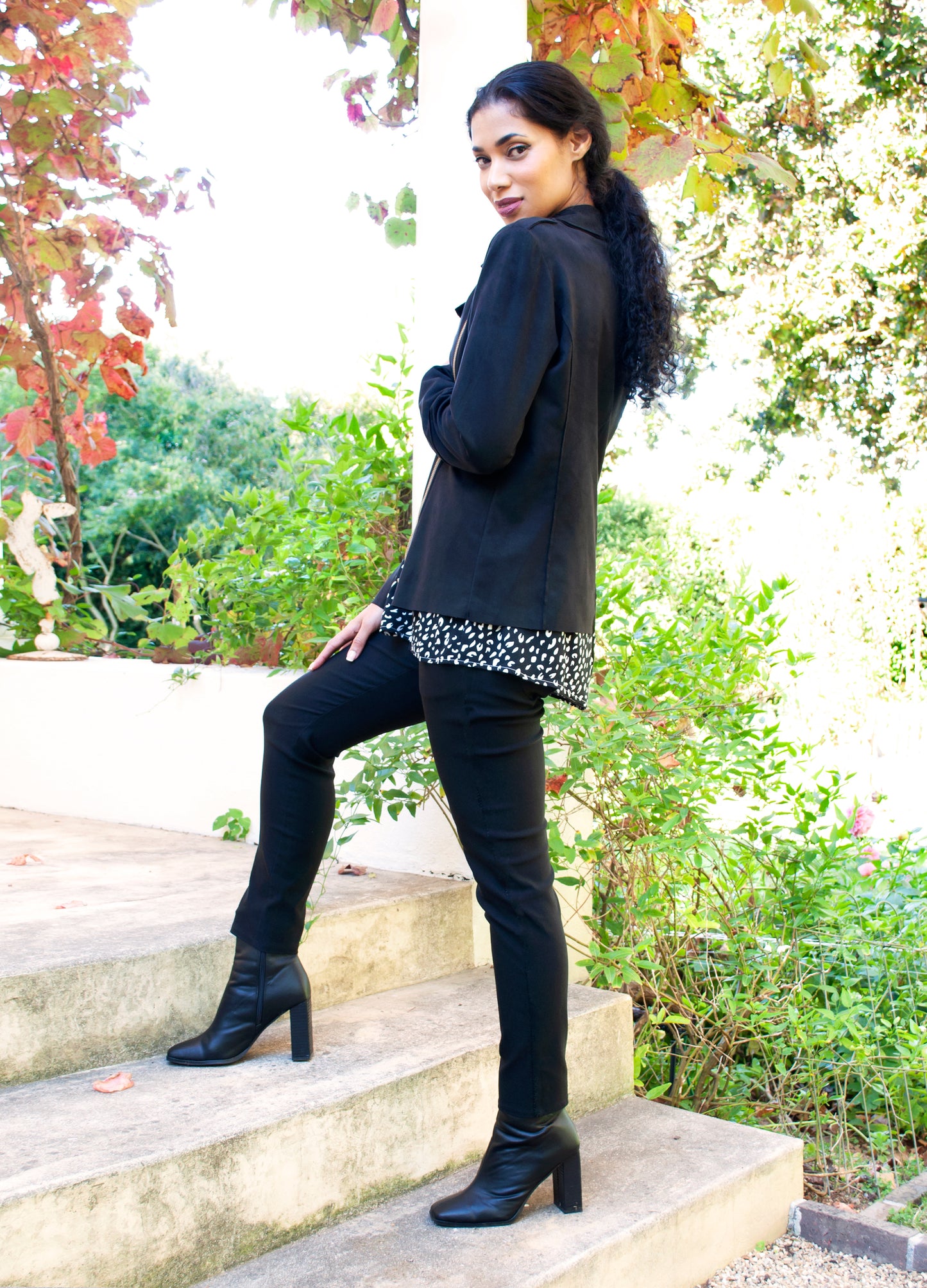 Ryleigh biker jacket in Black suede scuba