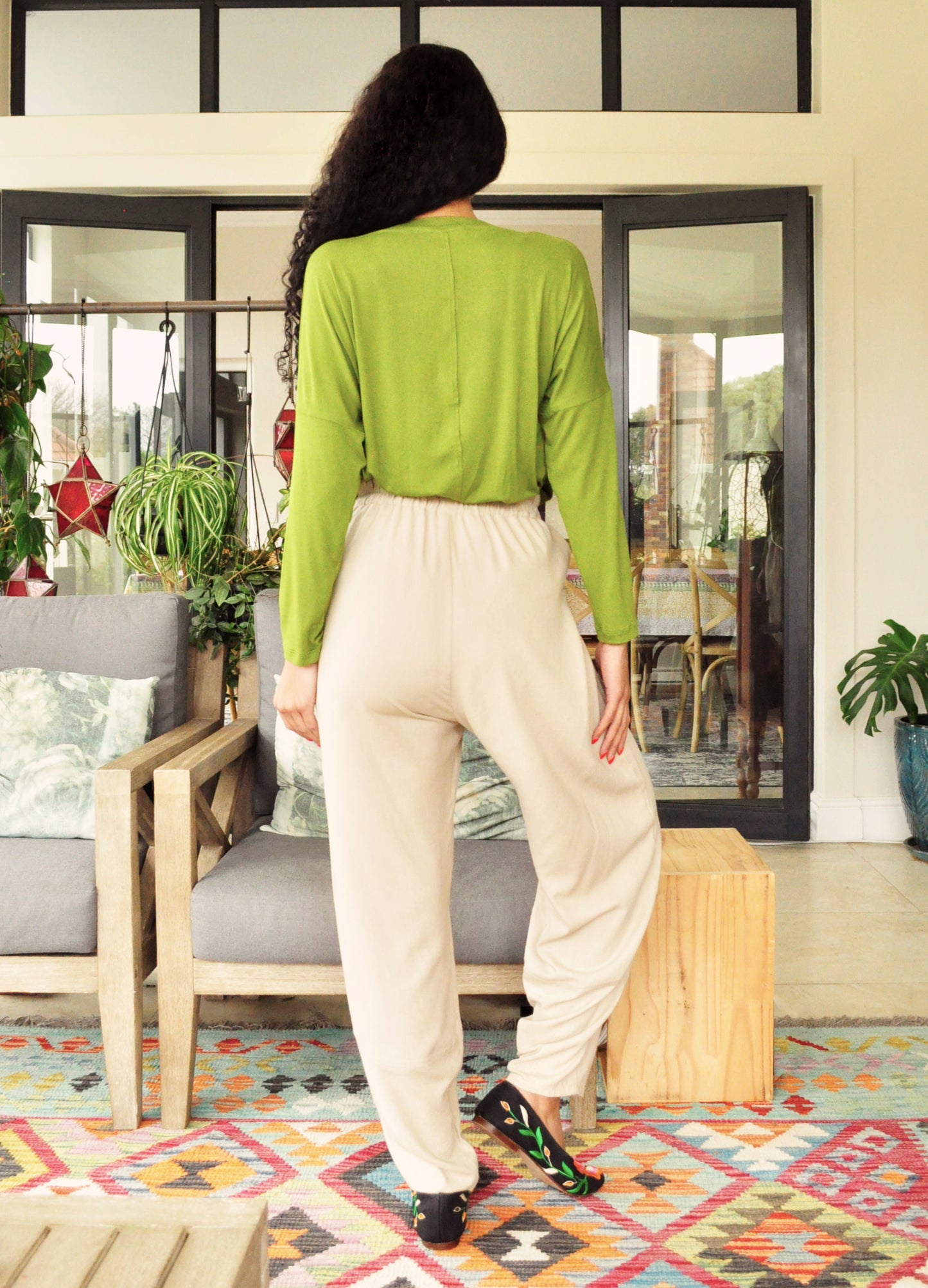 Sophie trousers in Sand linen blend
