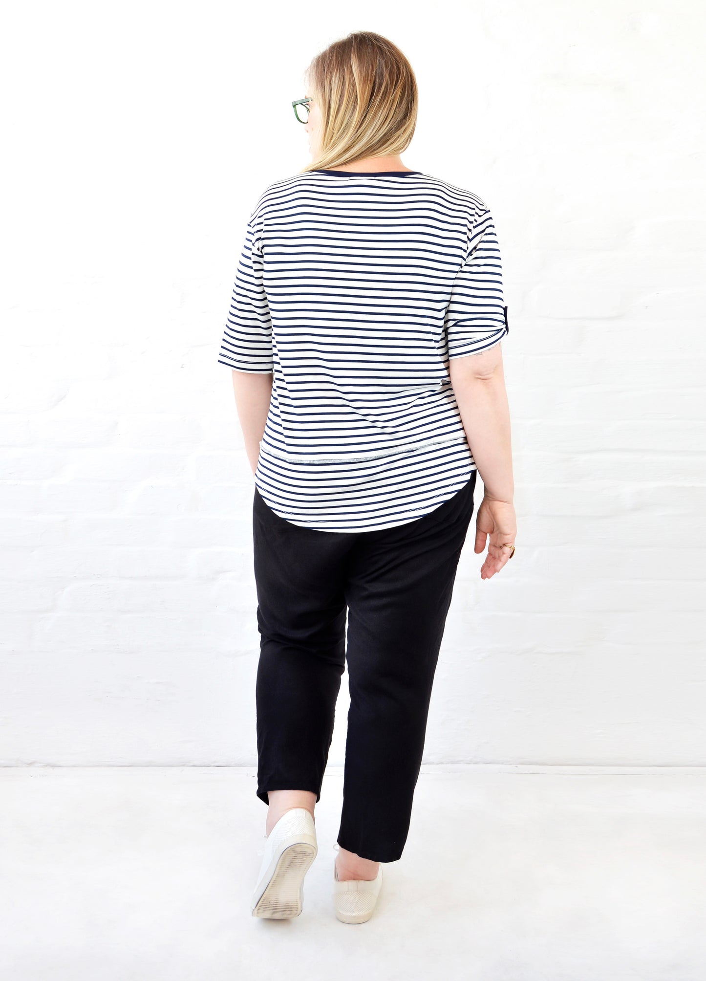 Lourdes easy-fit T-shirt in navy Stripe