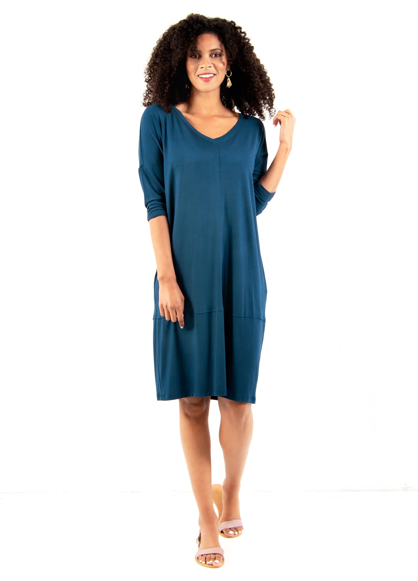 Abigail Lantern Dress in Pacific Blue