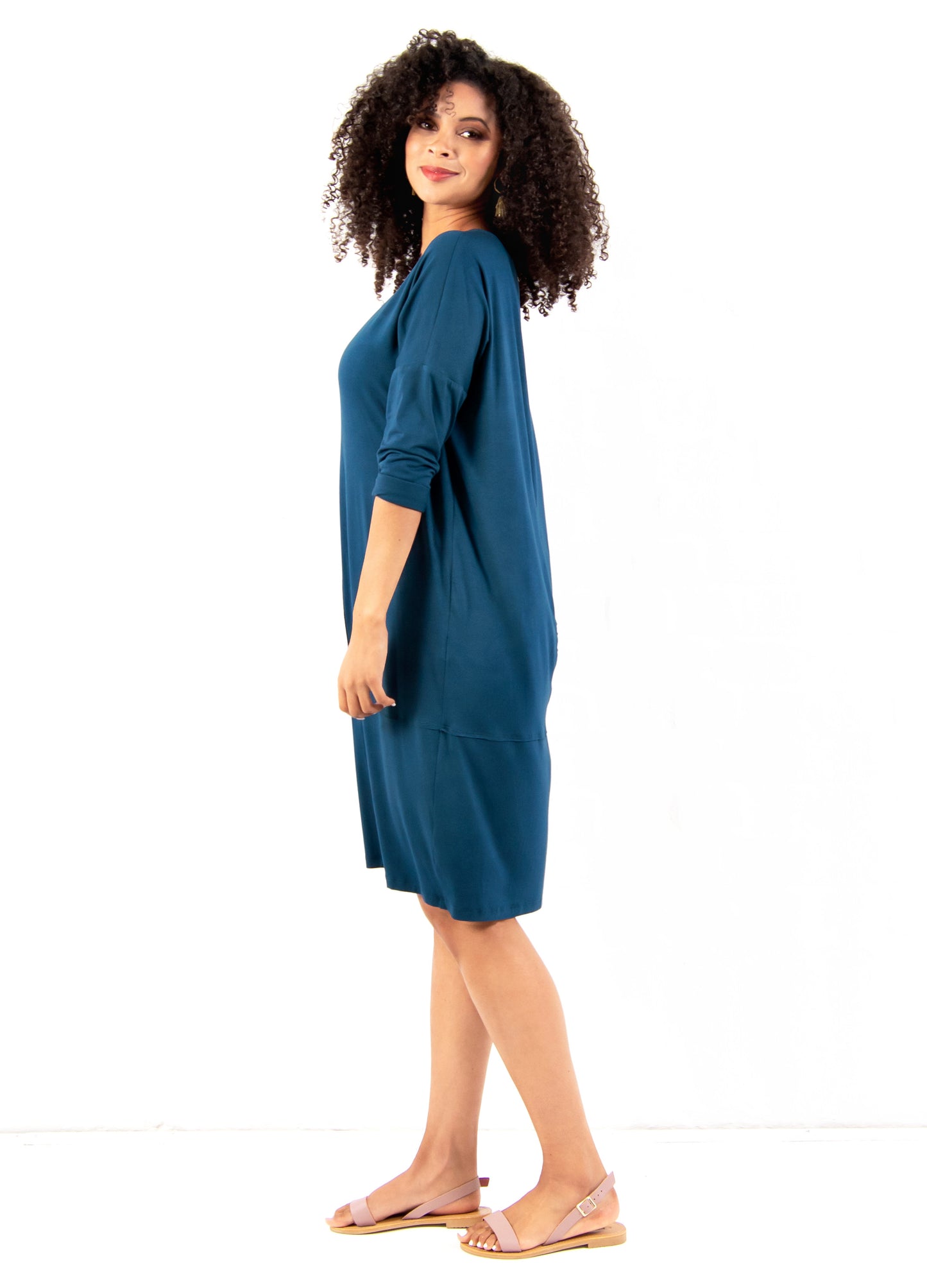 Abigail Lantern Dress in Pacific Blue