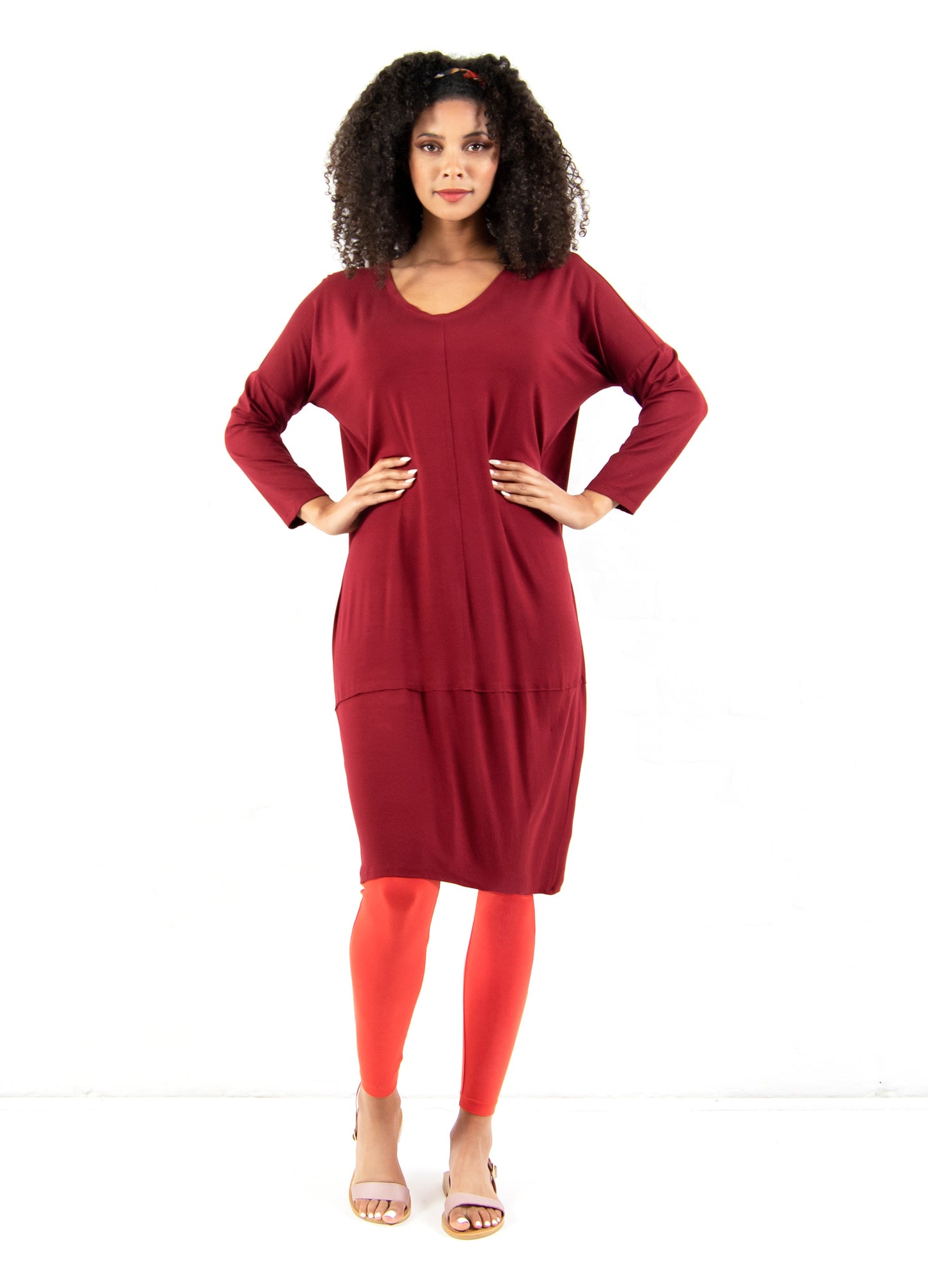Abigail Lantern Dress in Cranberry