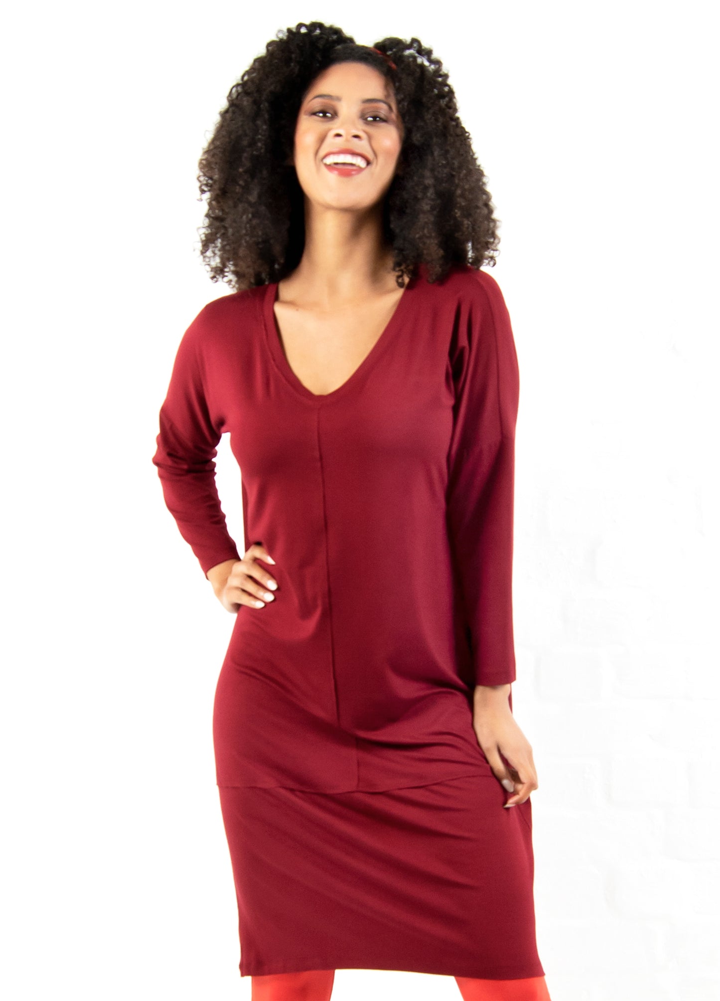 Abigail Lantern Dress in Cranberry