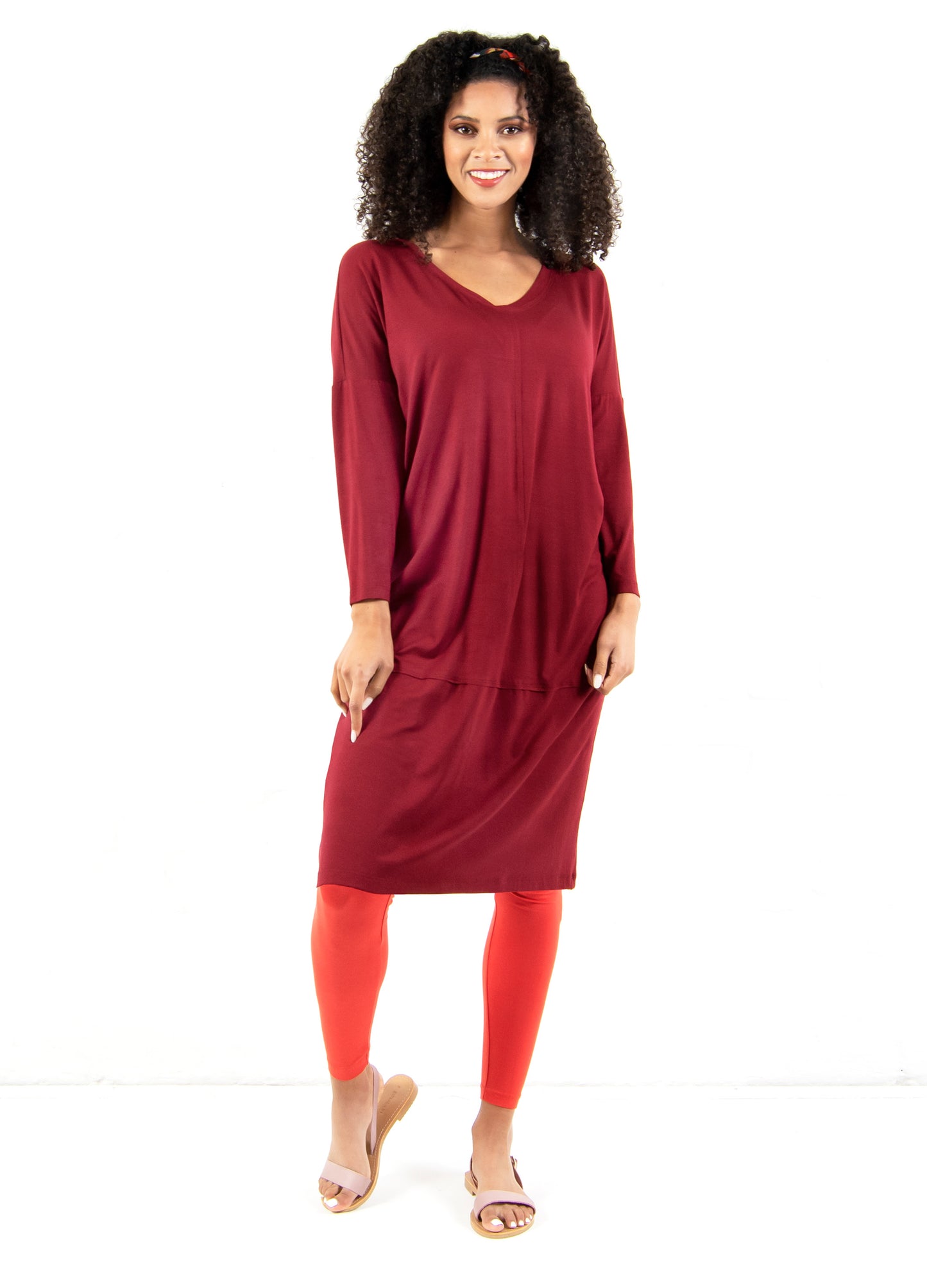 Abigail Lantern Dress in Cranberry