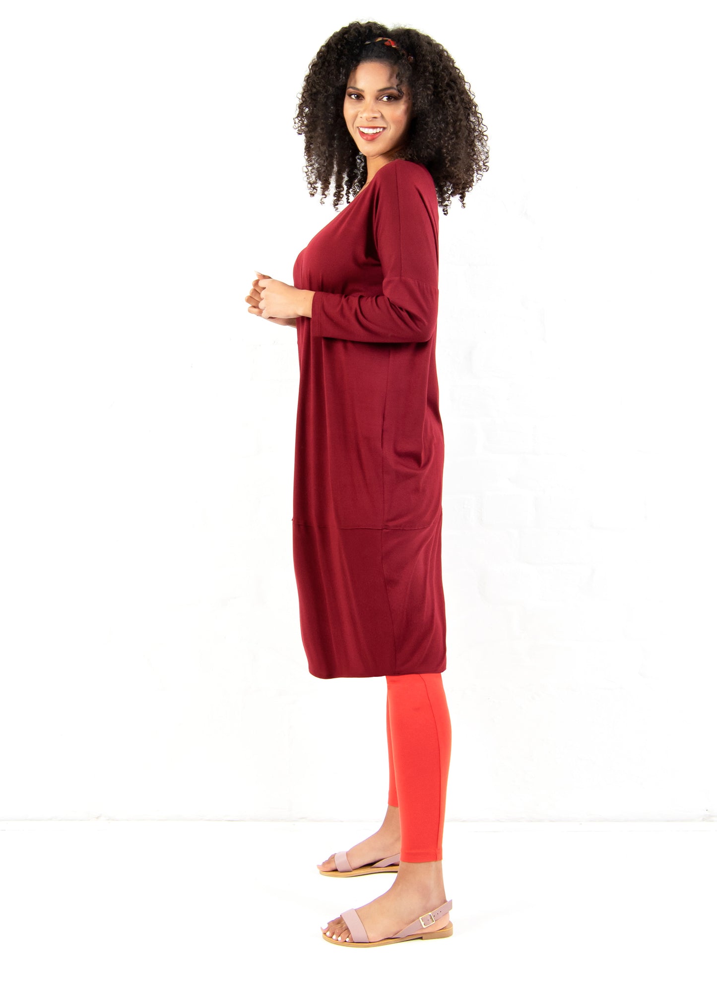 Abigail Lantern Dress in Cranberry