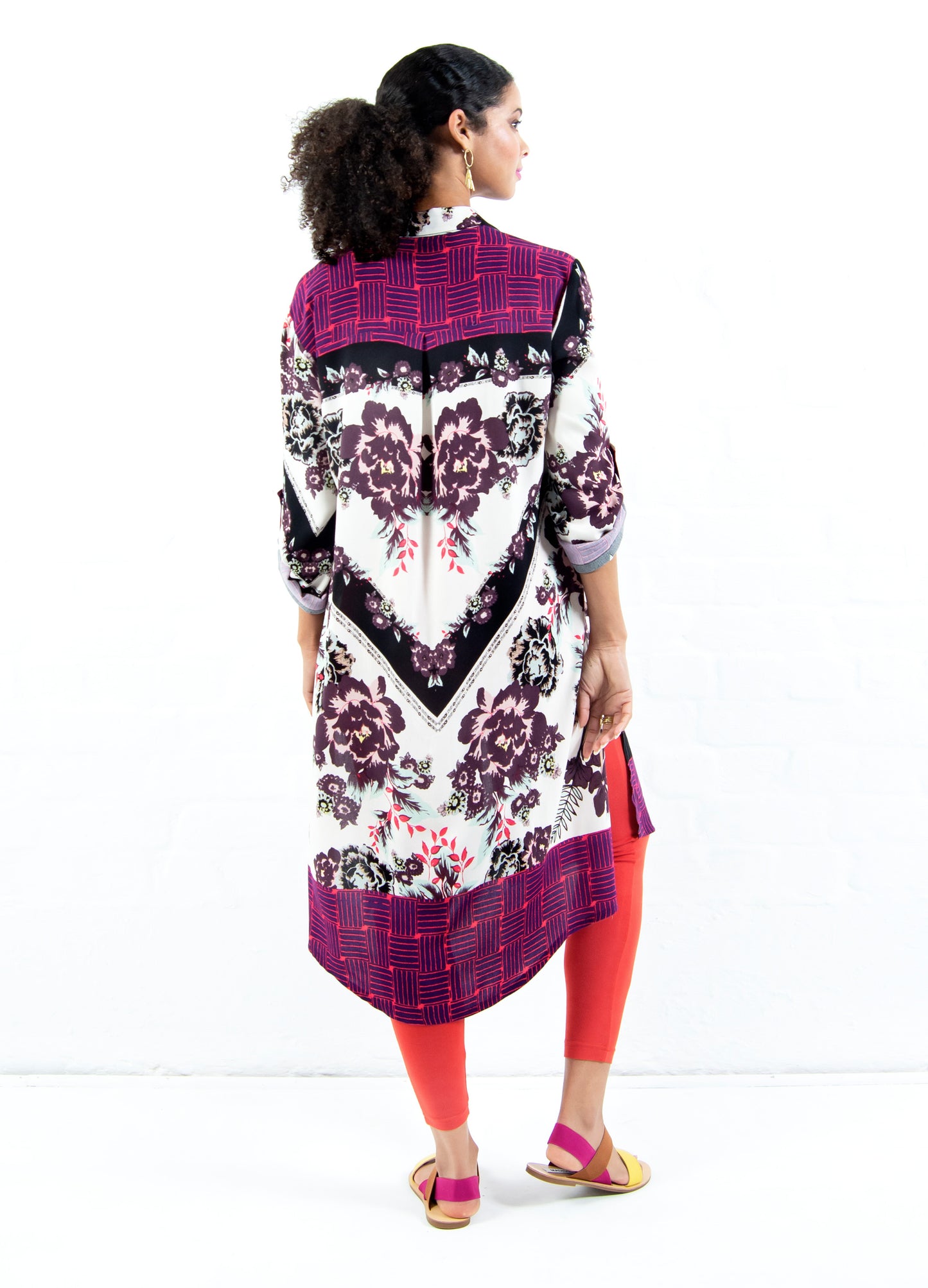 Addie shirt dress in blush Olá Scarf print