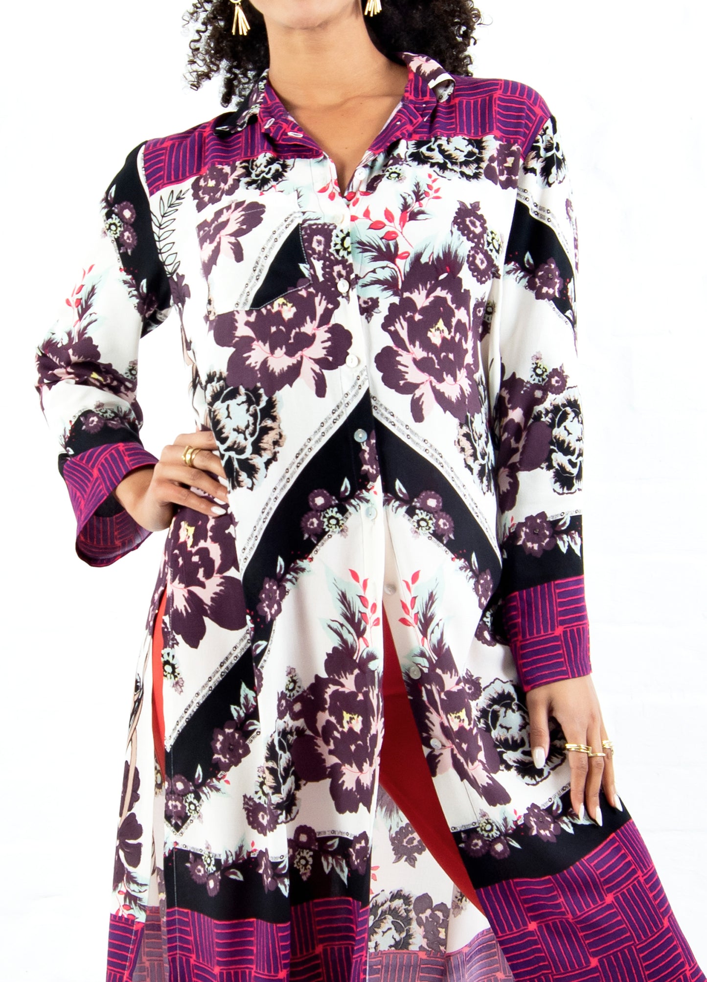 Addie shirt dress in blush Olá Scarf print