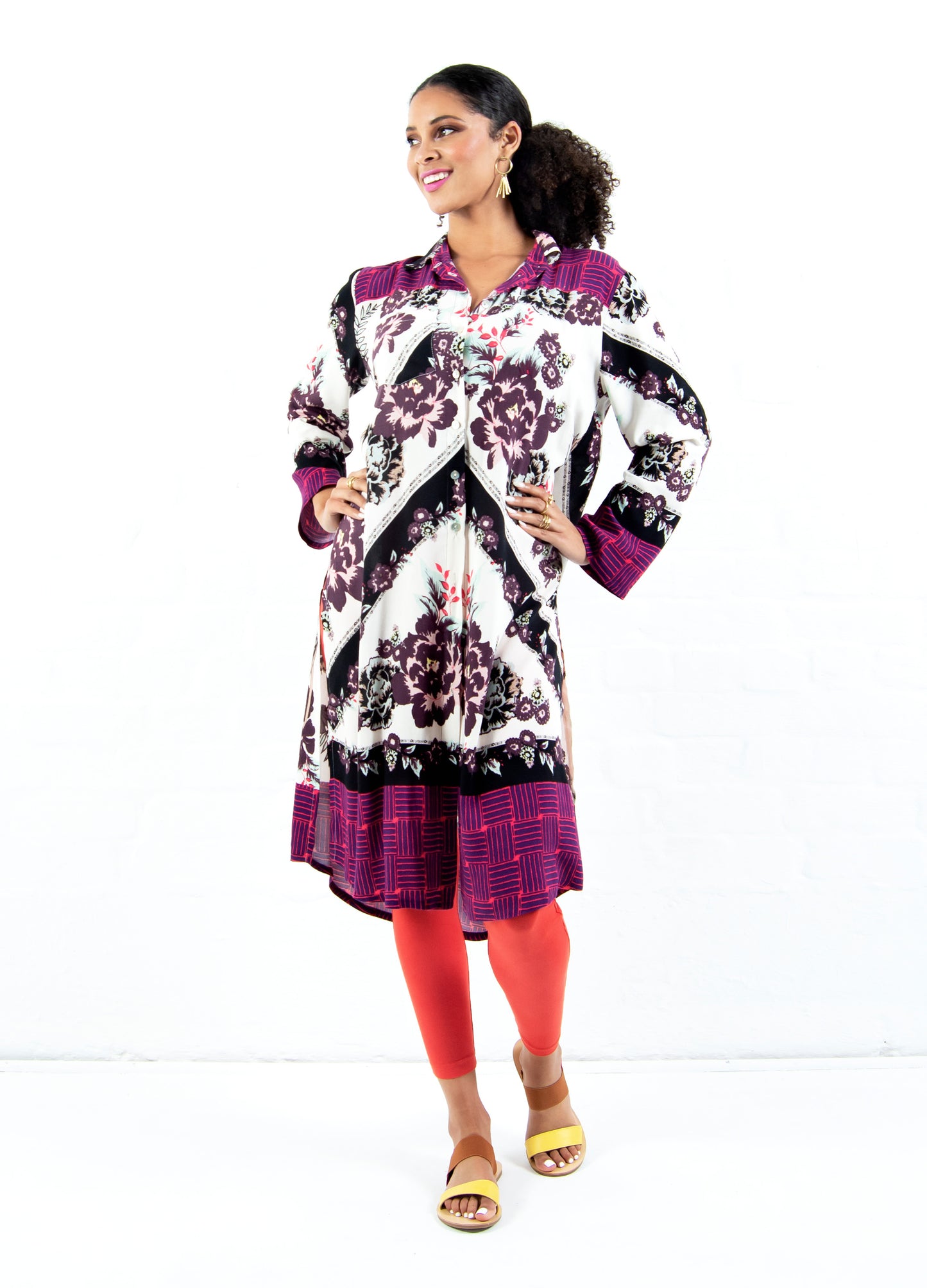 Addie shirt dress in blush Olá Scarf print
