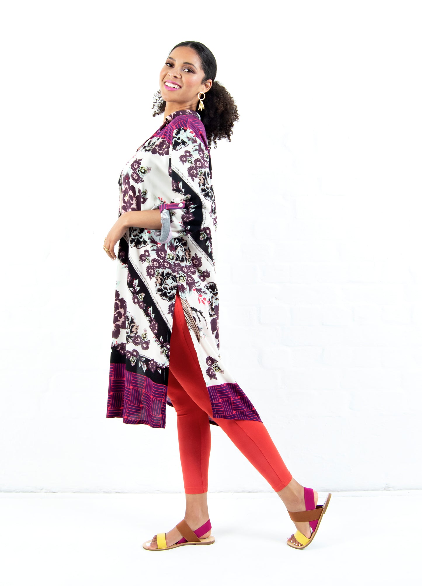 Addie shirt dress in blush Olá Scarf print