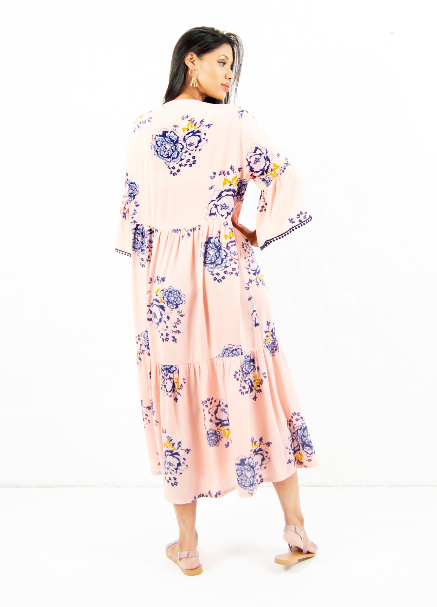 Florence tiered dress in blush Moonriver Floral print size 34 & 40