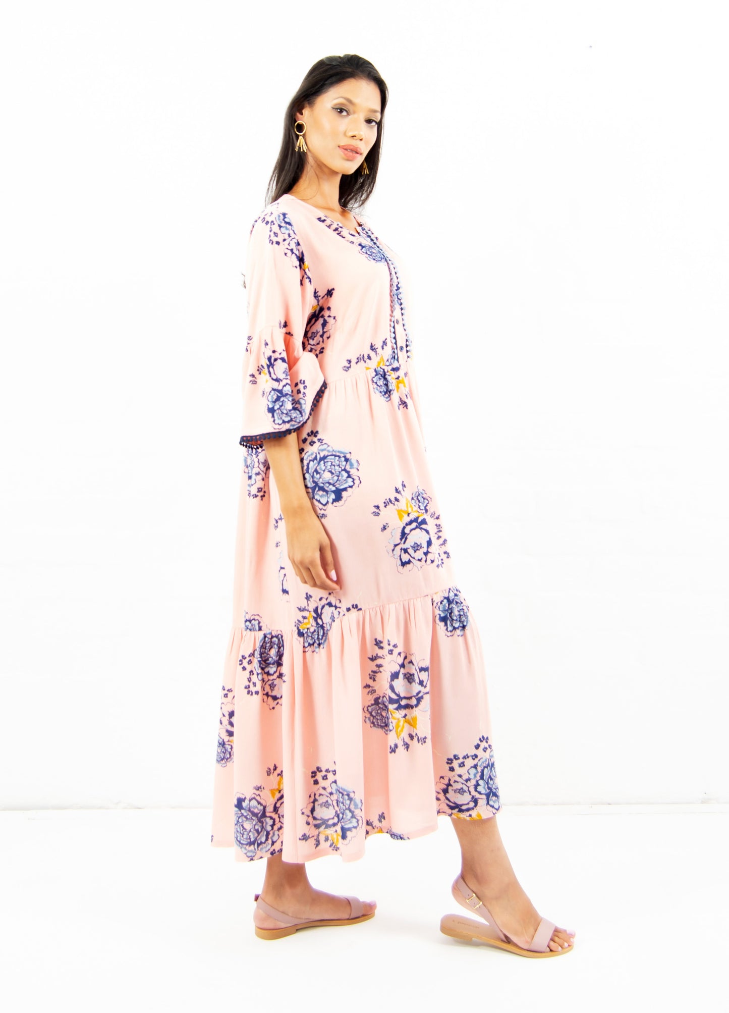 Florence tiered dress in blush Moonriver Floral print size 34 & 40