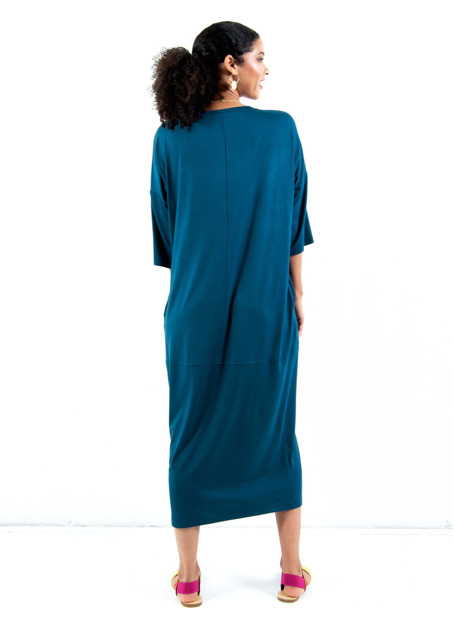 Isla cocoon dress in Pacific Blue