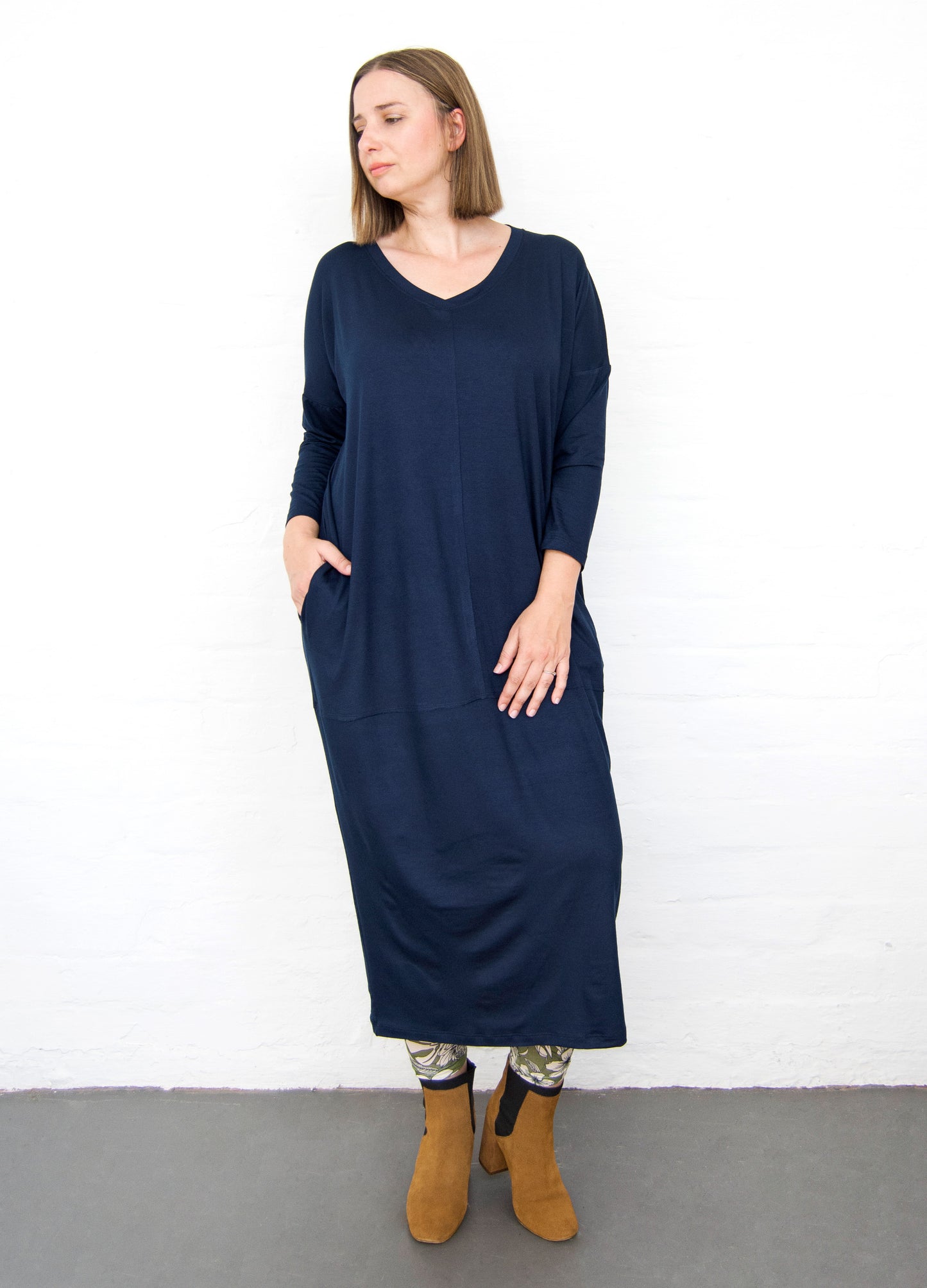 Isla cocoon dress in Navy