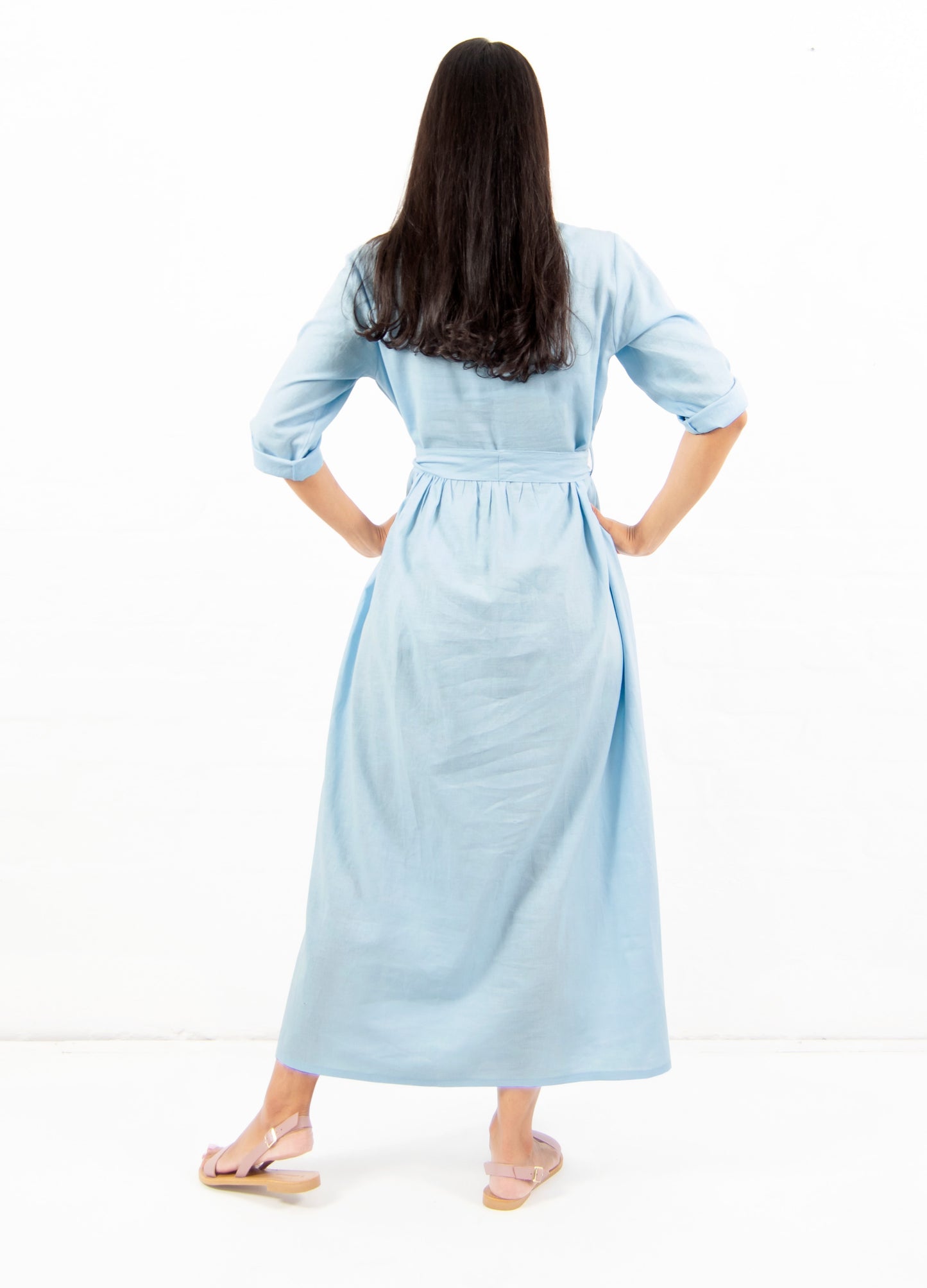 Lilianna maxi shirt dress in Sky Blue size 32