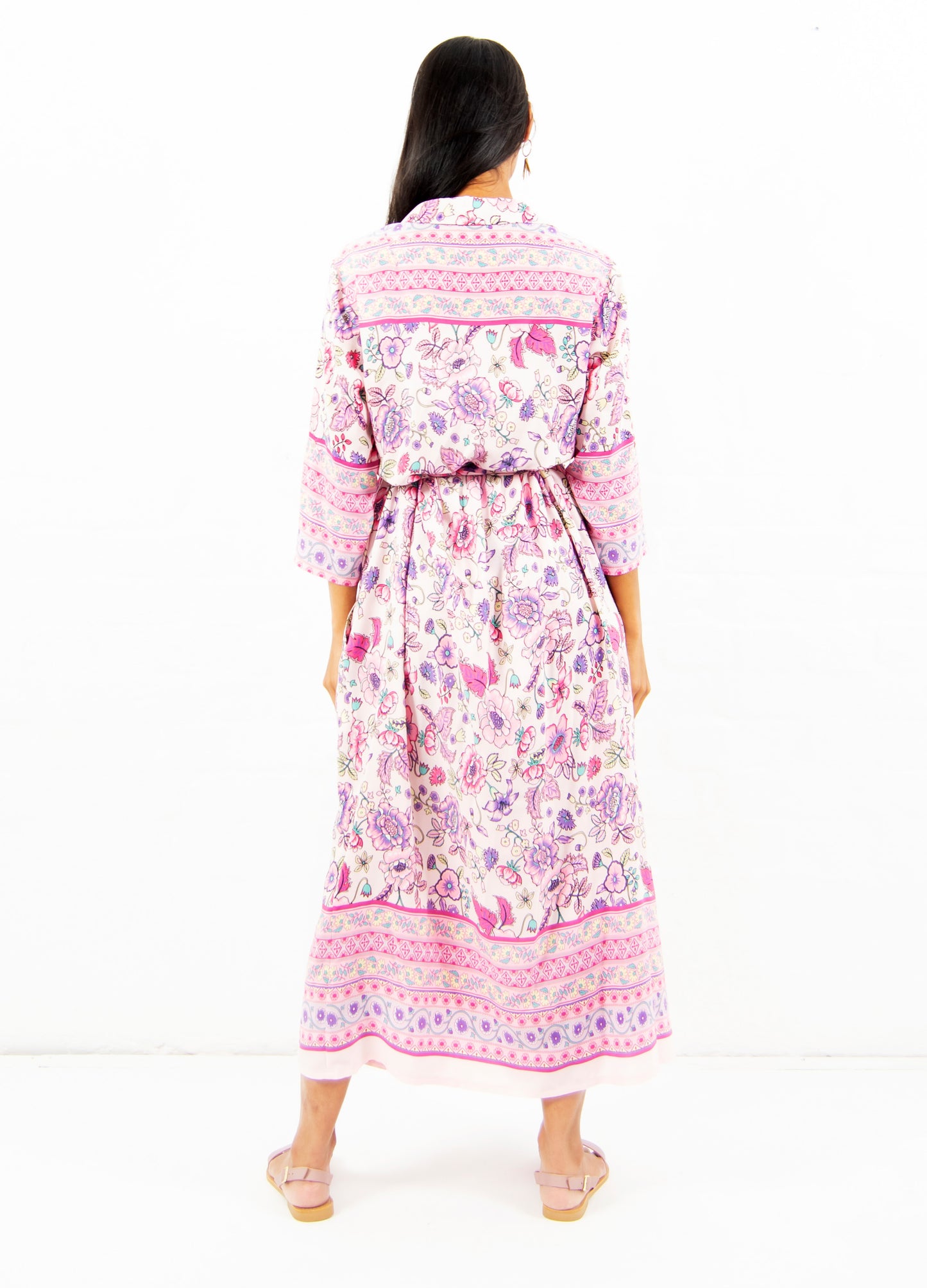 Ivy maxi shirt dress in blush Jasmine Rose print size 32 & 40