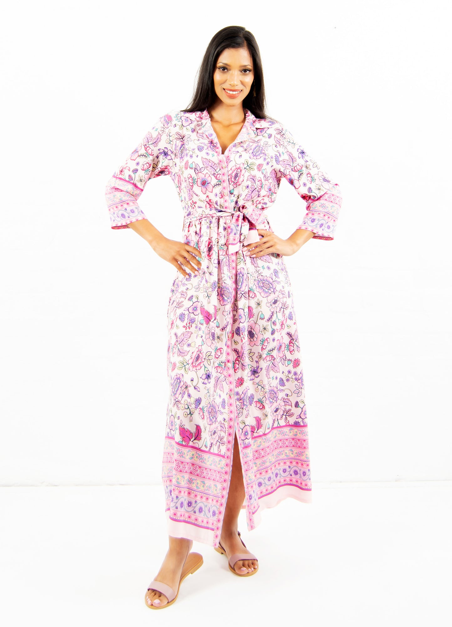 Ivy maxi shirt dress in blush Jasmine Rose print size 32 & 40