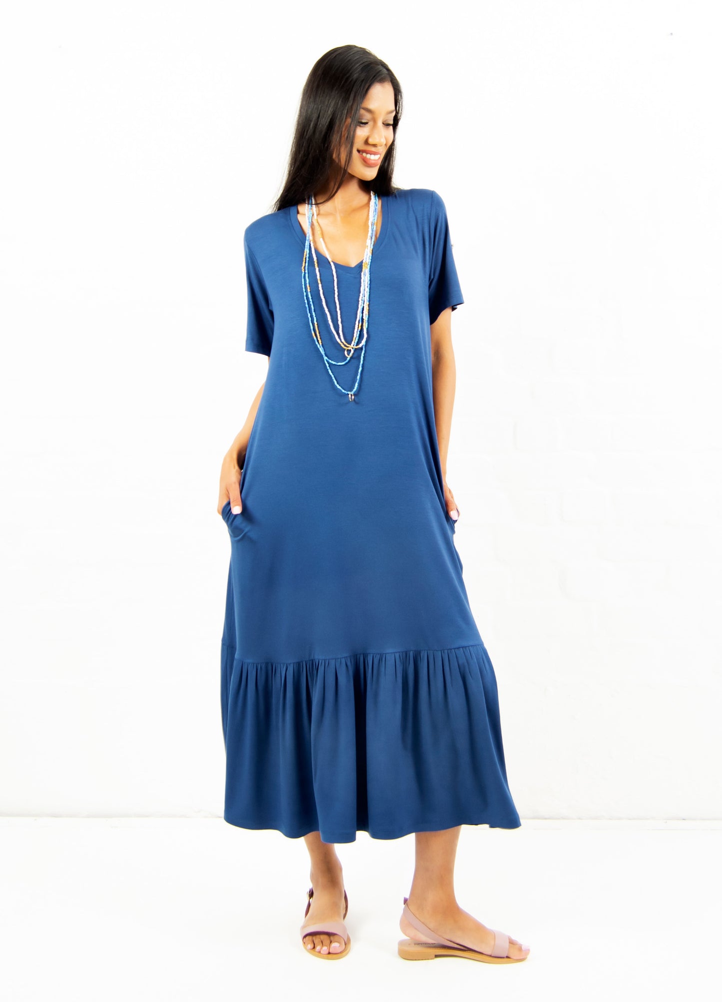 Jessie Frill Dress in Indigo size 34
