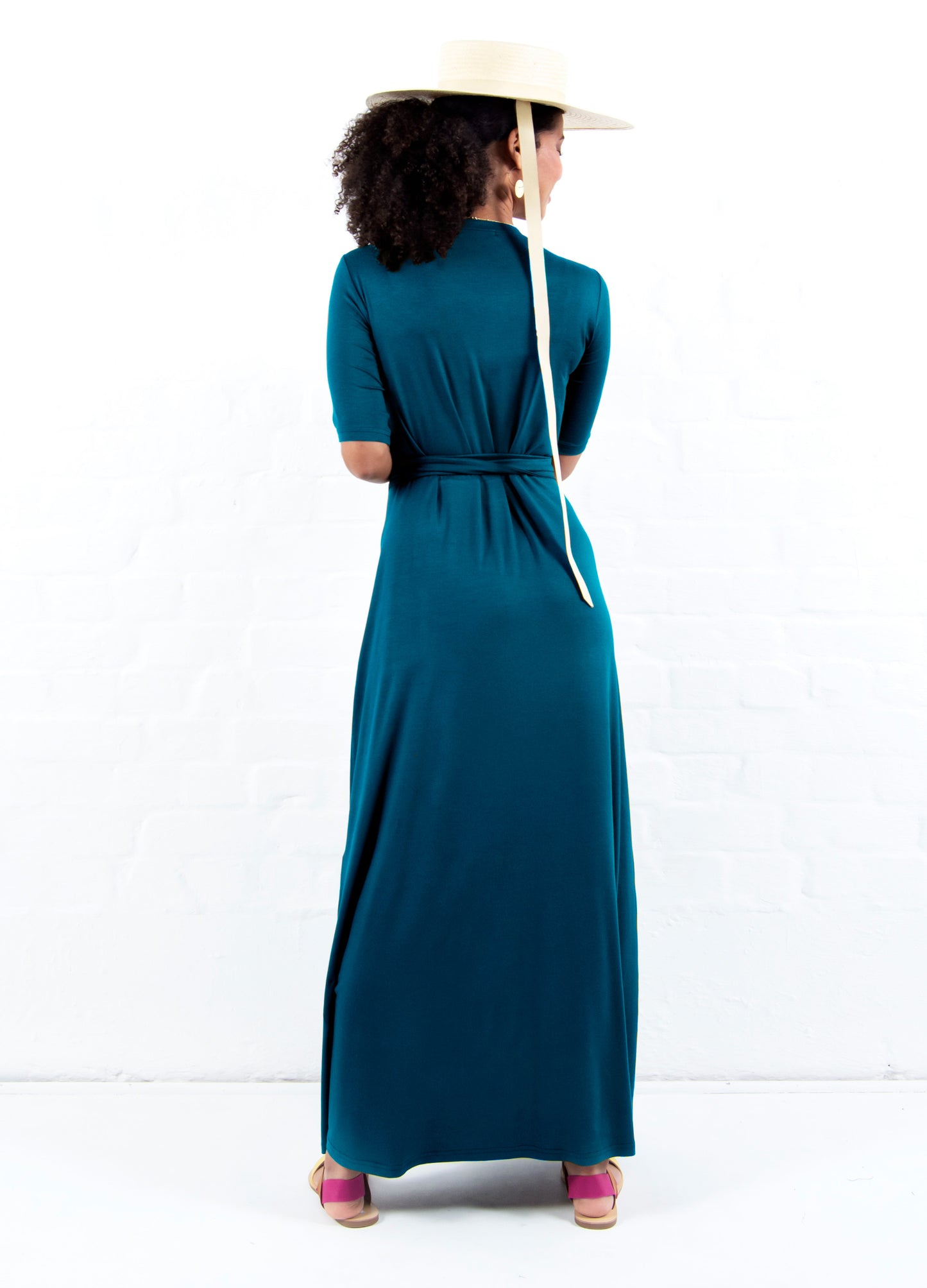Magnolia Maxi Wrap Dress in Pacific Blue