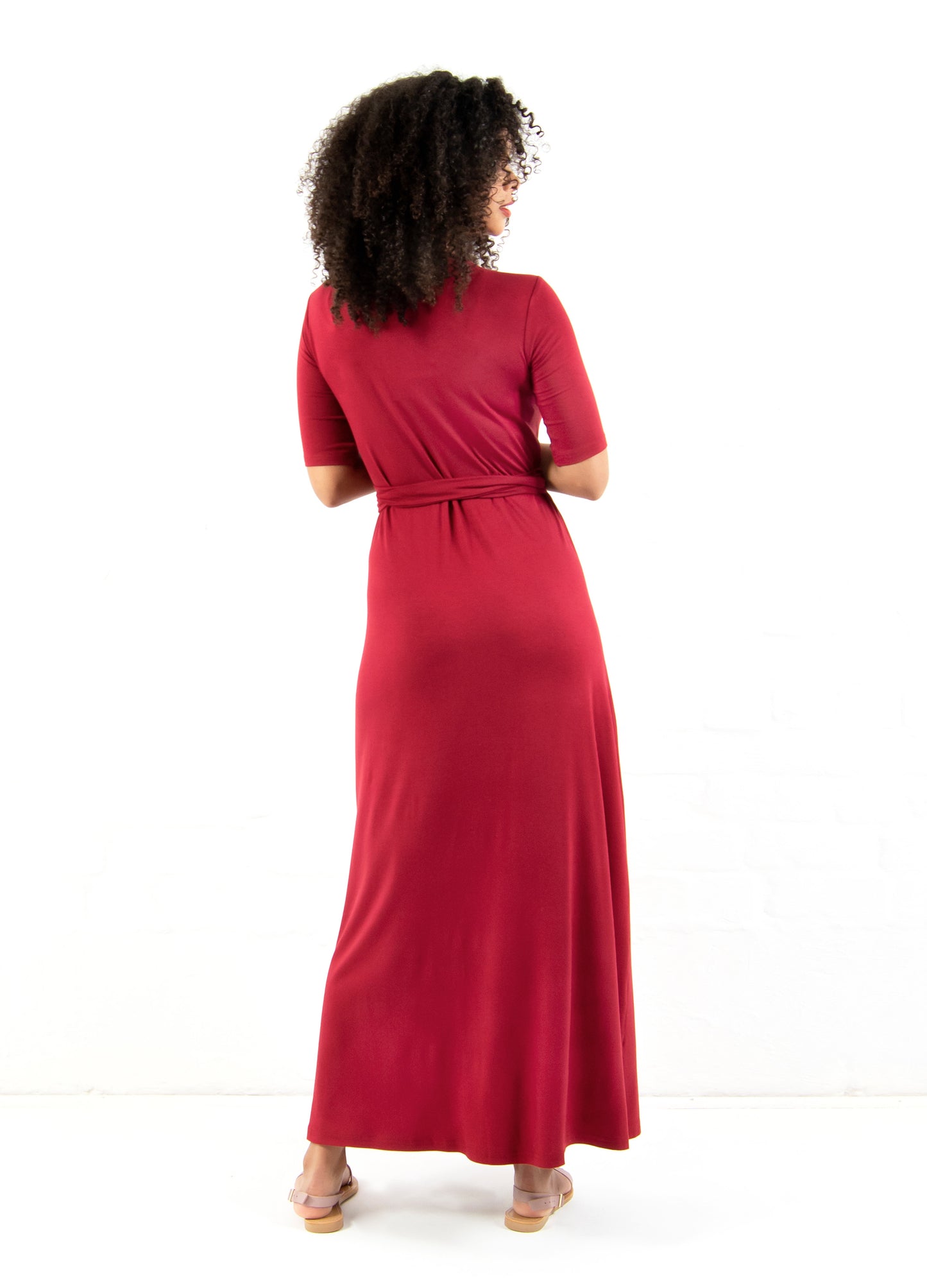 Magnolia maxi wrap dress in Cranberry