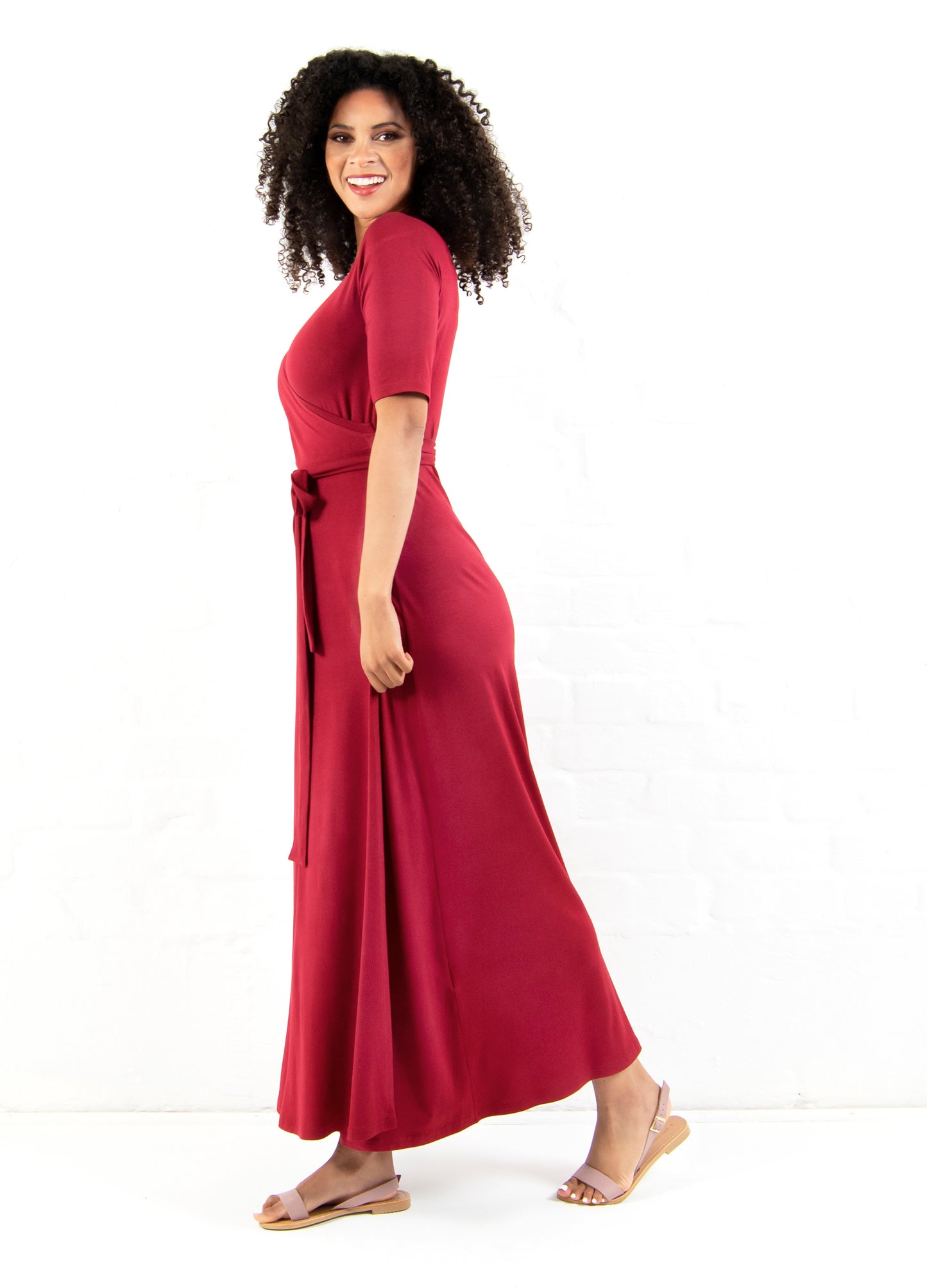 Magnolia maxi wrap dress in Cranberry