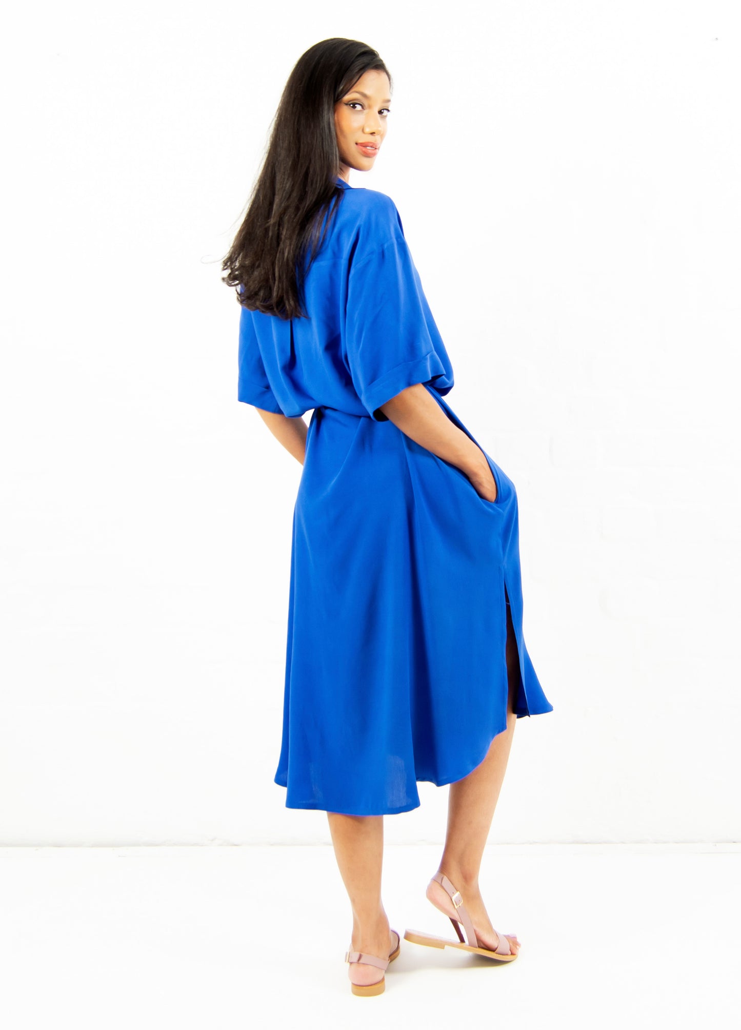 Malia box shirt dress in Sapphire