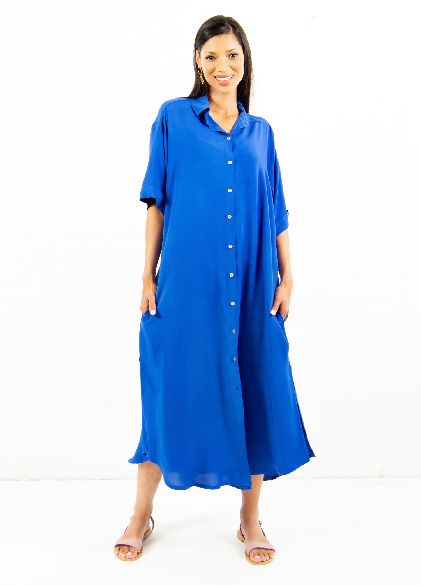 Malia box shirt dress in Sapphire