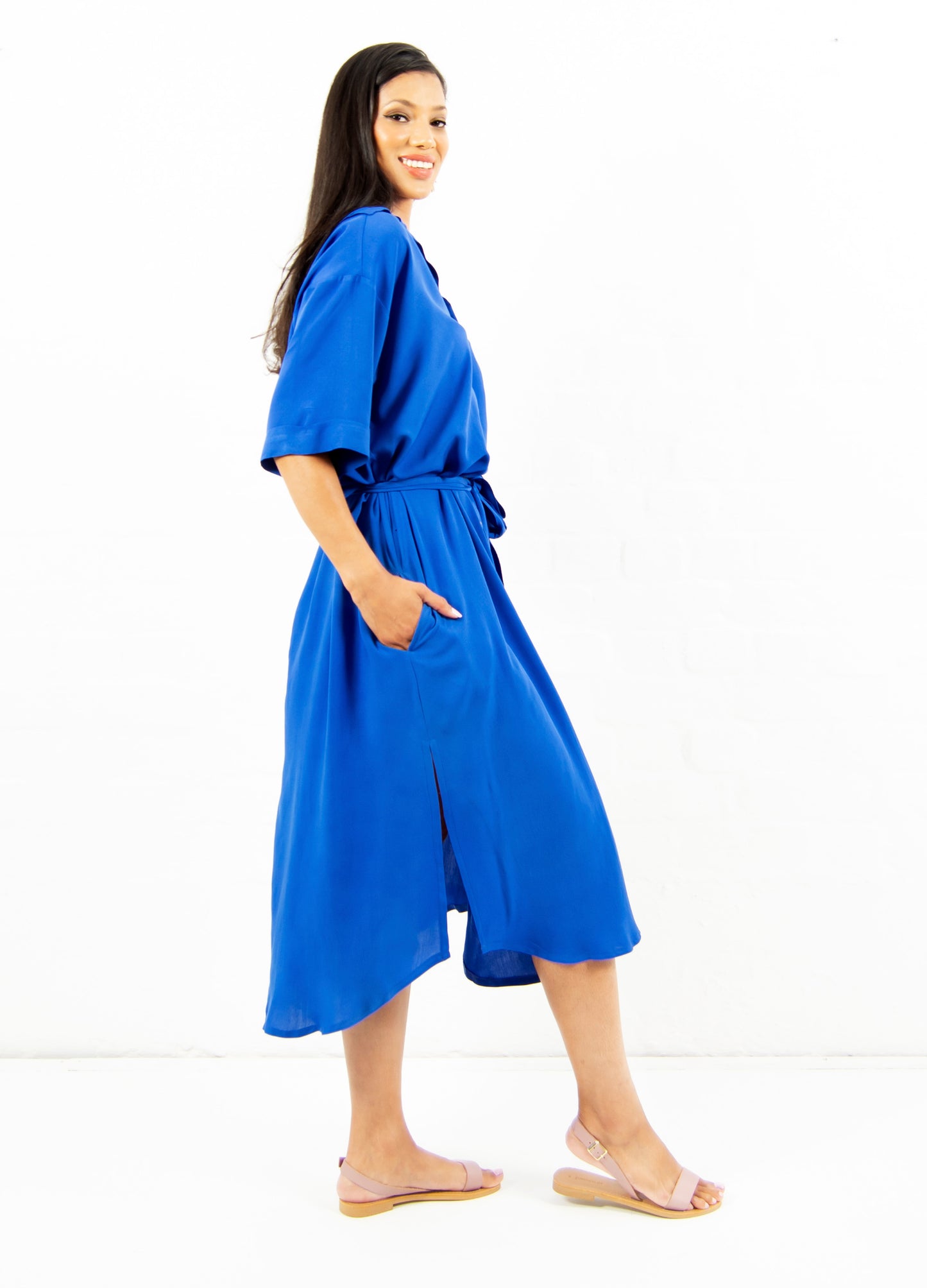 Malia box shirt dress in Sapphire