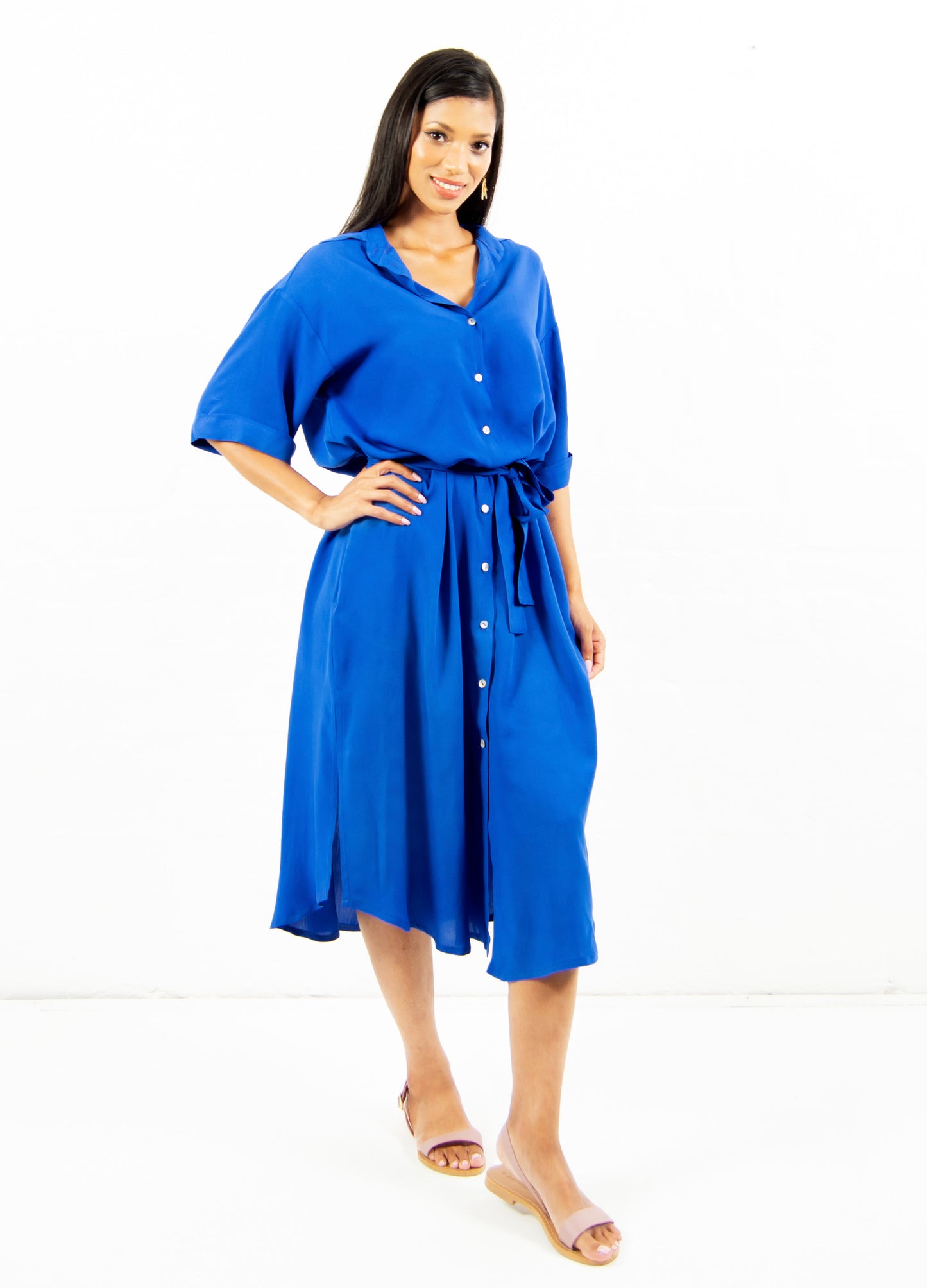 Malia box shirt dress in Sapphire
