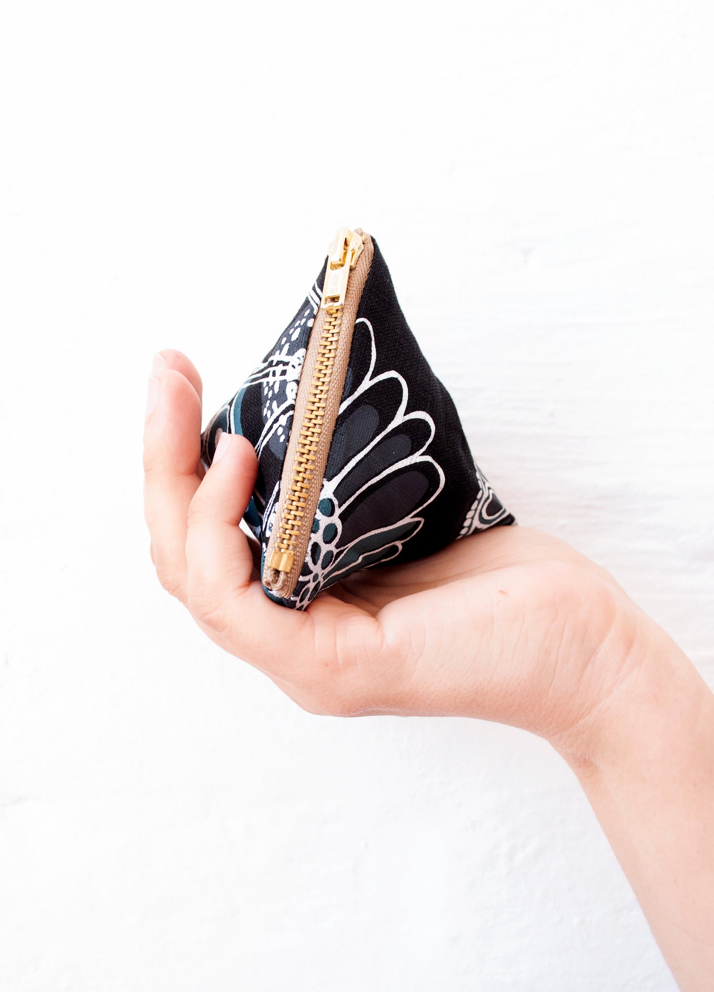 The Matilda pouch in black John & Yoko print