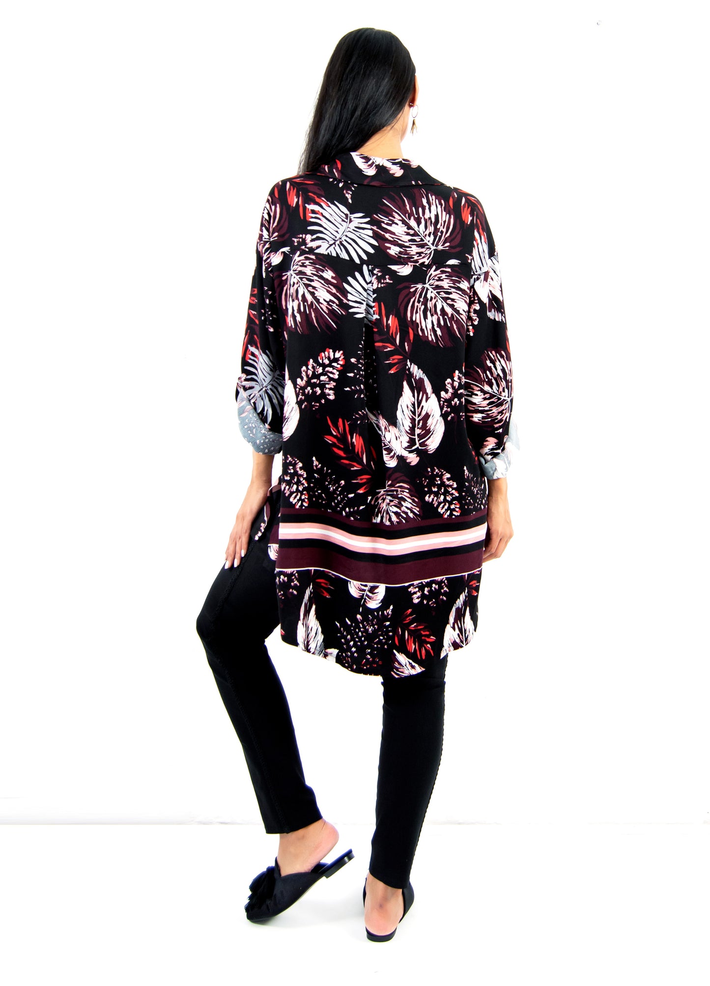 Michelle box shirt in black Lau Floral print size 34