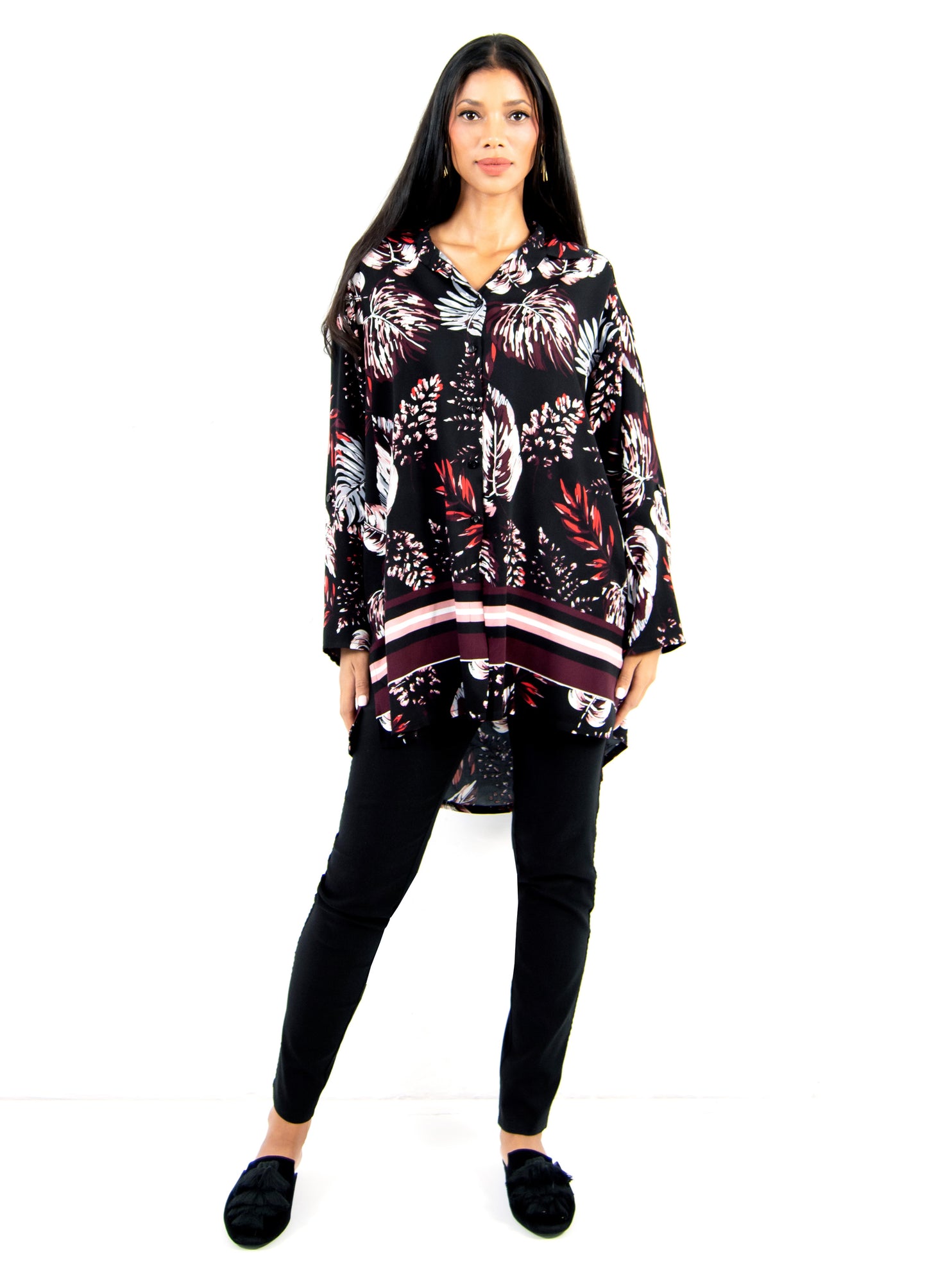 Michelle box shirt in black Lau Floral print size 34