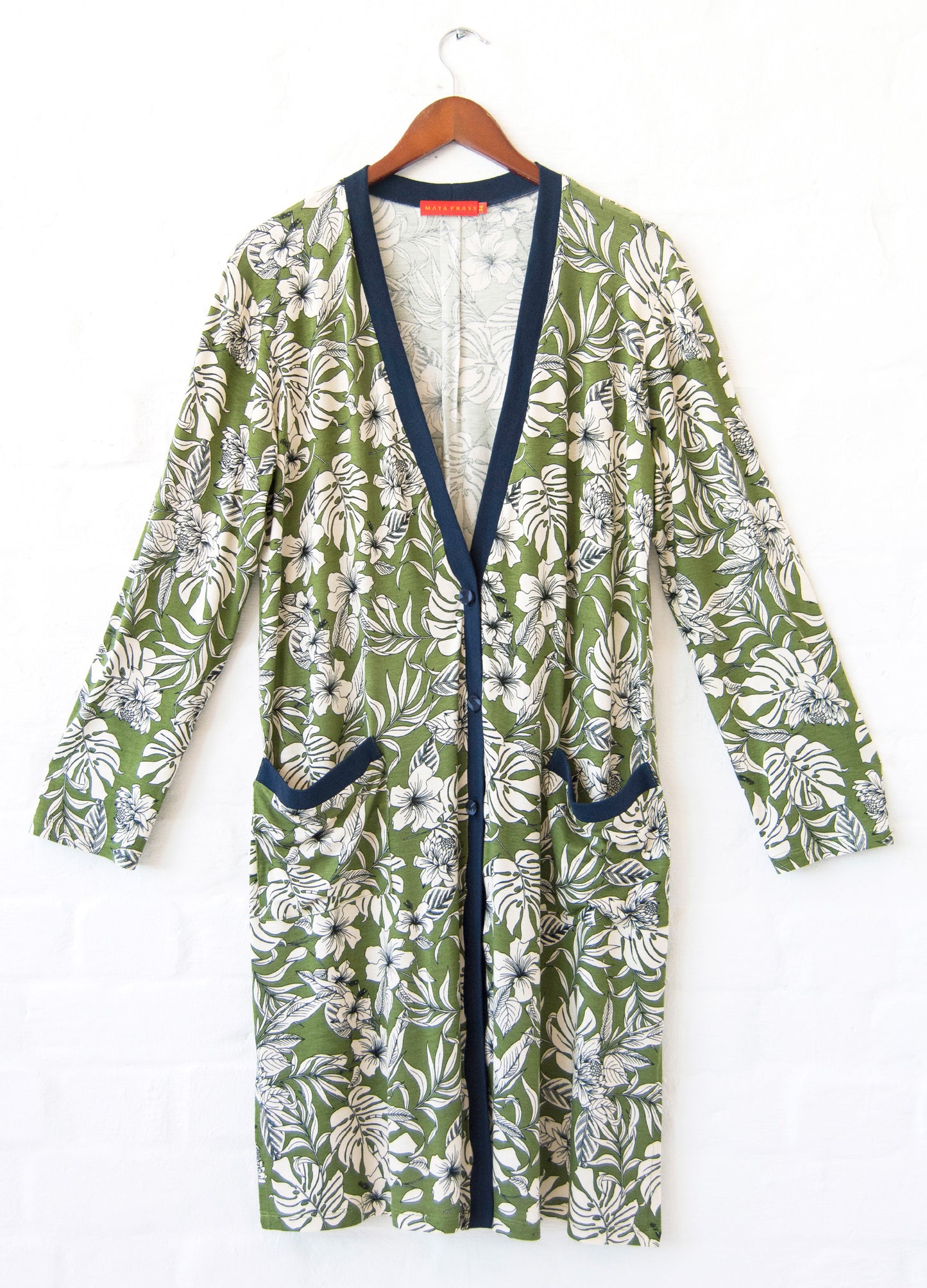 Nicolette Cardigan in olive Carolina Floral