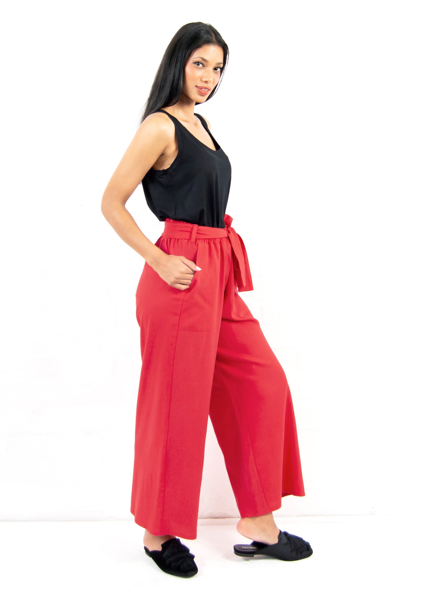 Nixi wide-leg Trousers in Cherry