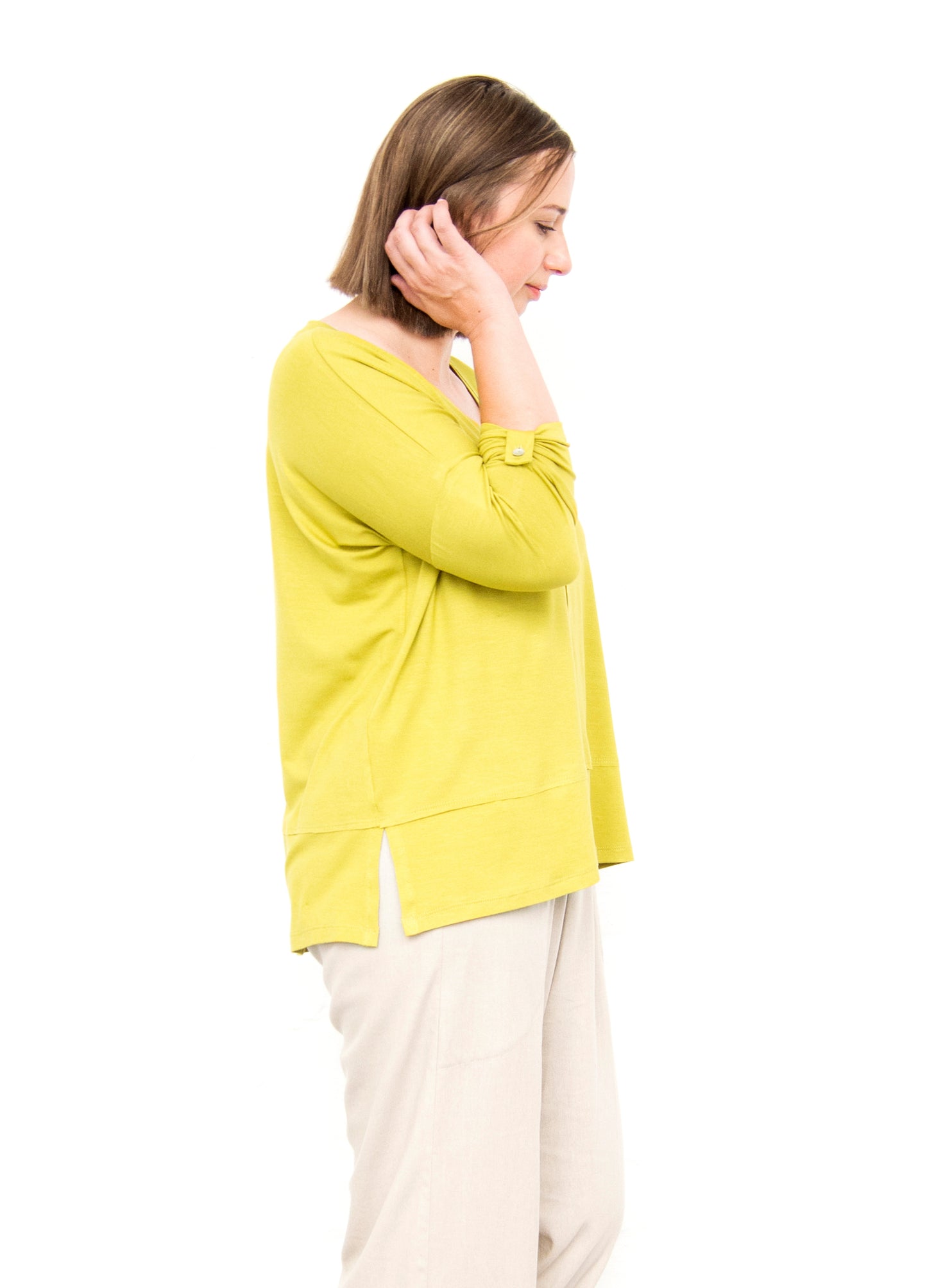 Scarlet box pullover in Chartreuse