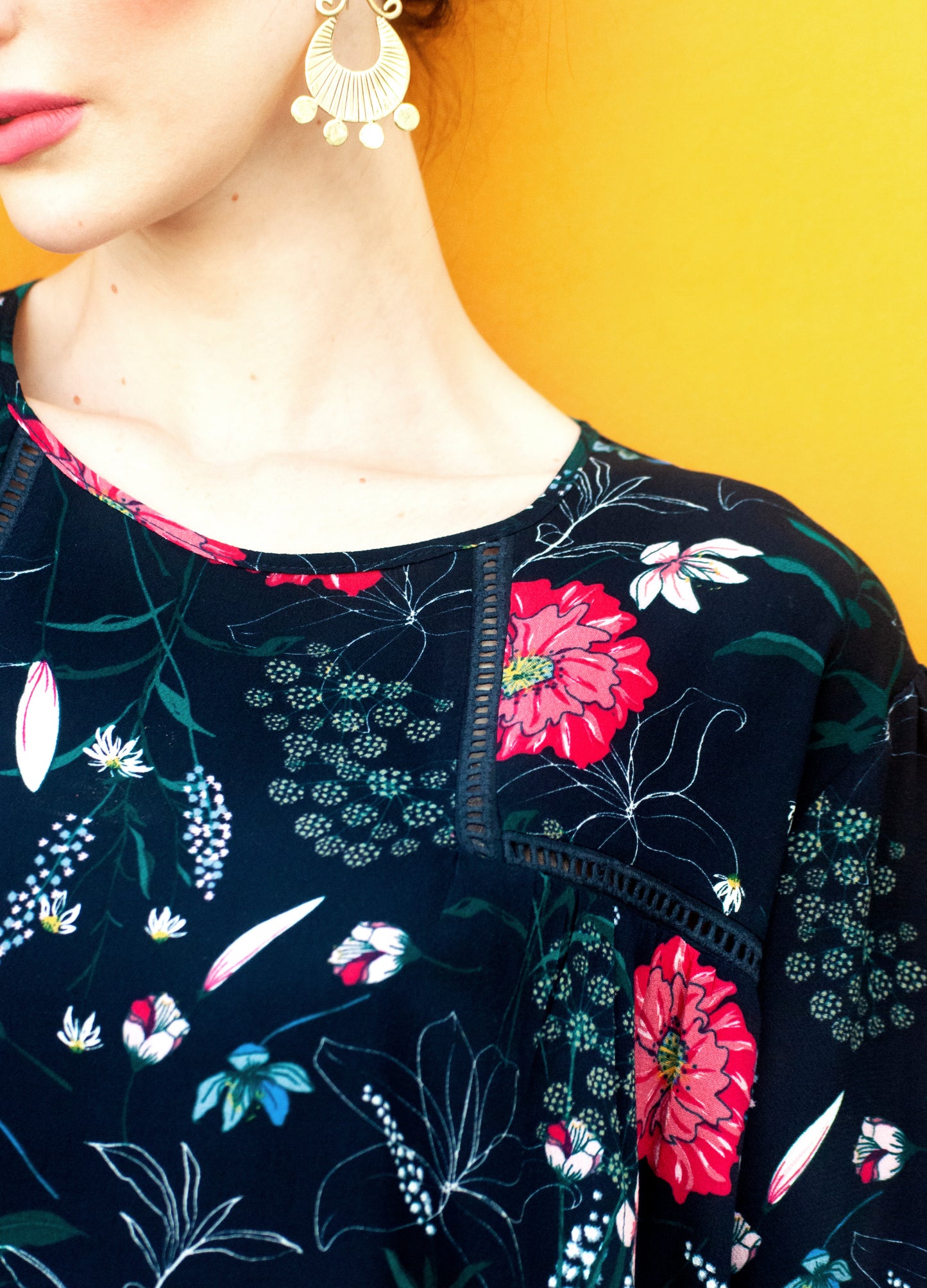 Ruby Blouse in navy & rose Peony Perfection 32