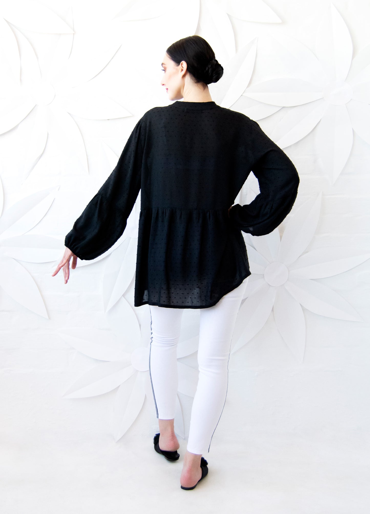 Sadie blouse in black Spot Dobby
