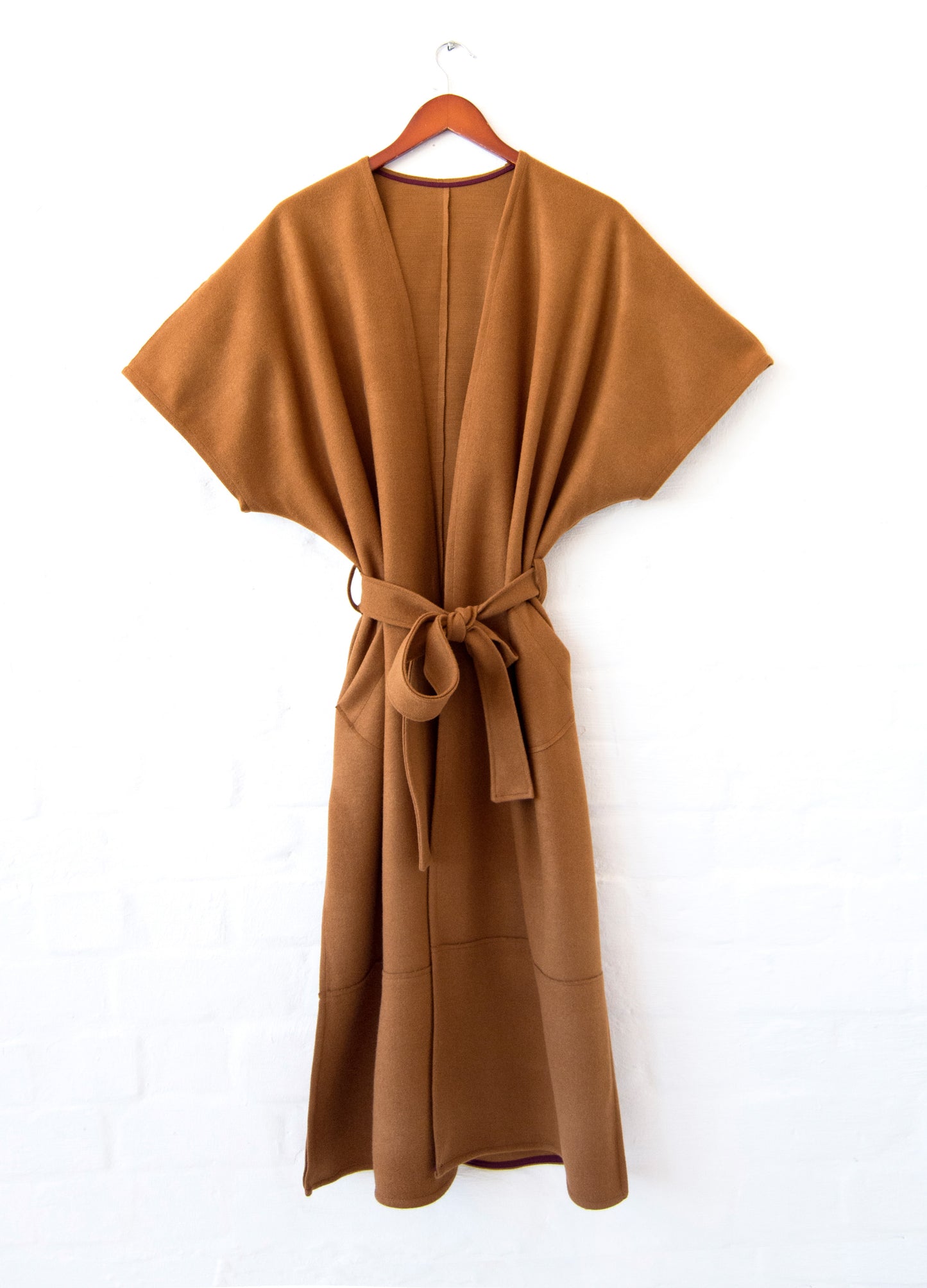 Silvana sleeveless Coat in Caramel melton