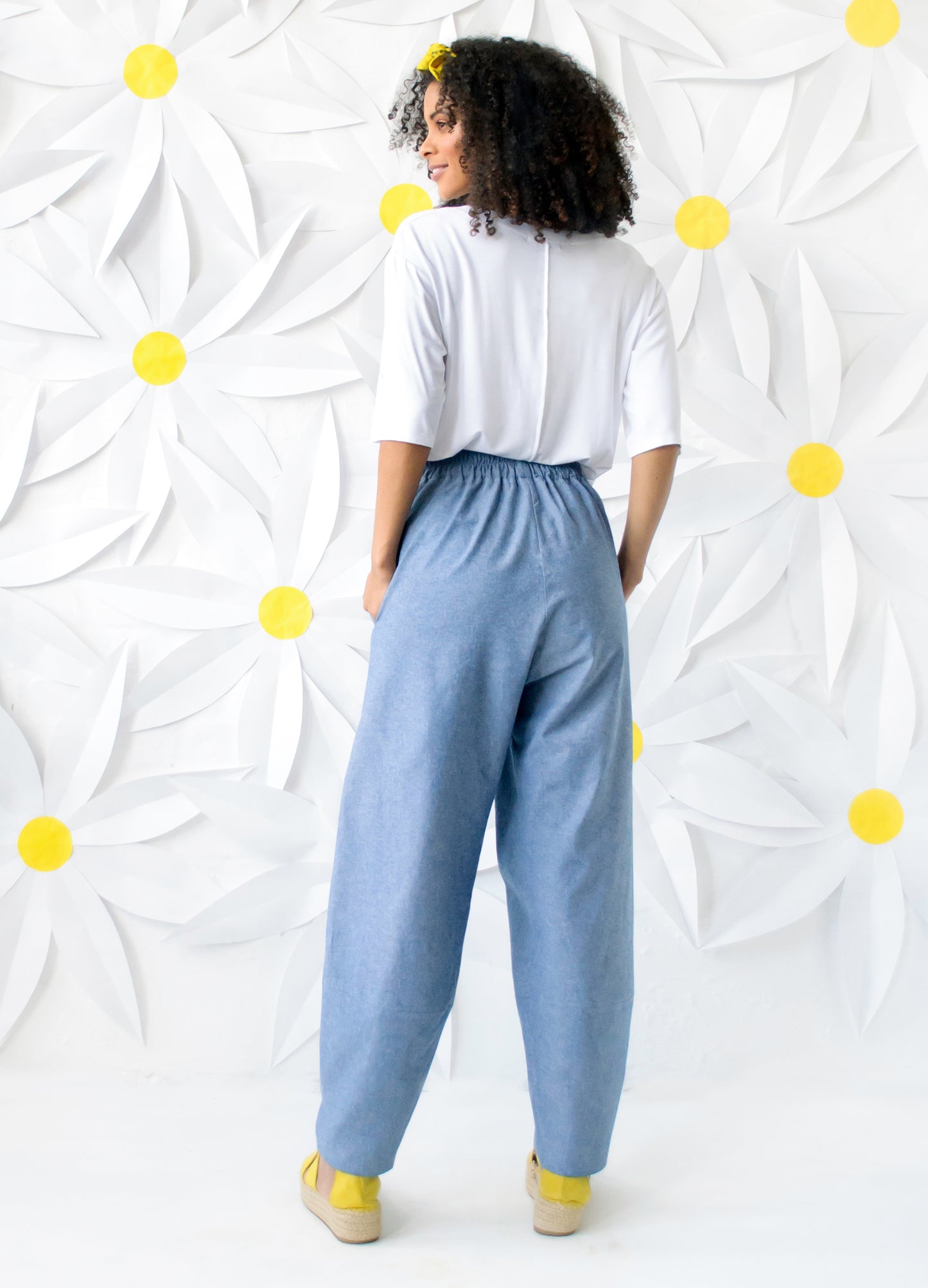 Sophie Lantern Trousers in Chambray Denim Blue