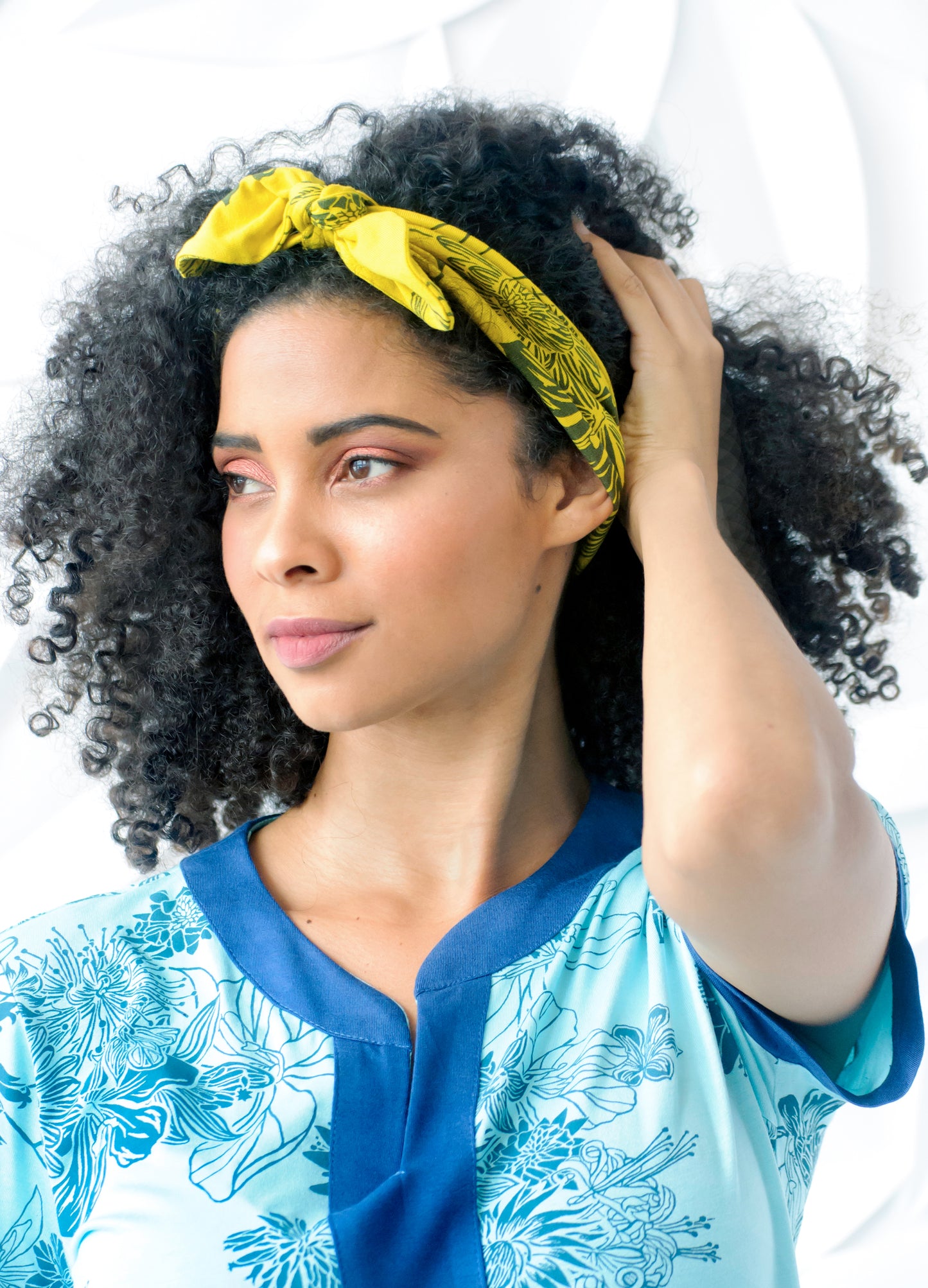 Juno tie headband in biscuit Lynx rib print