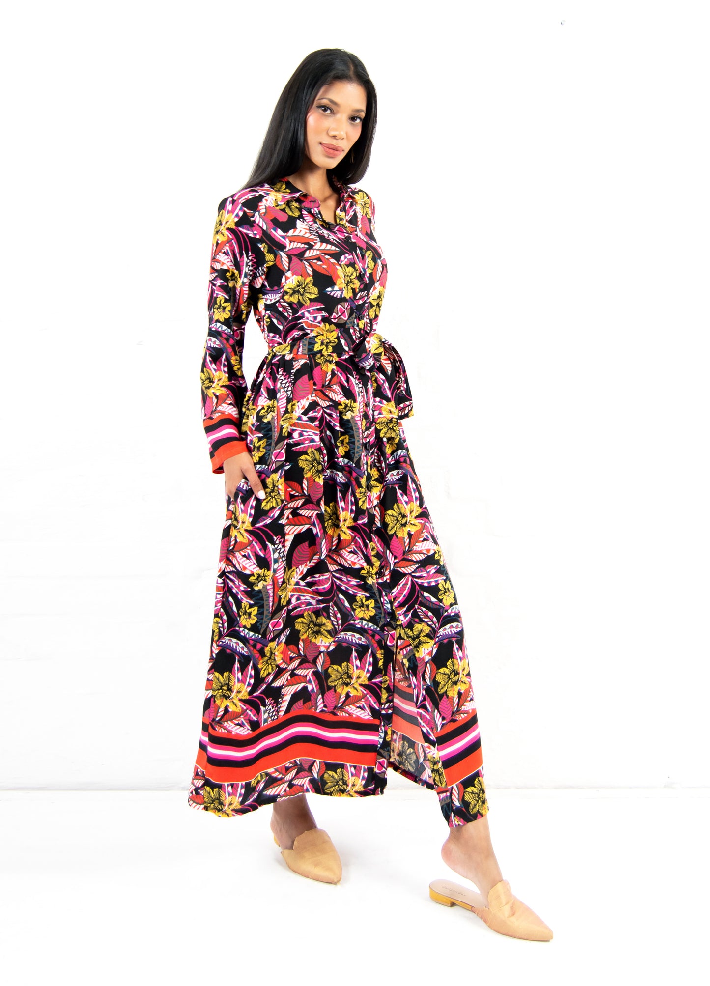 Ivy maxi shirt dress in black Jungle Fever print only Size 32 left