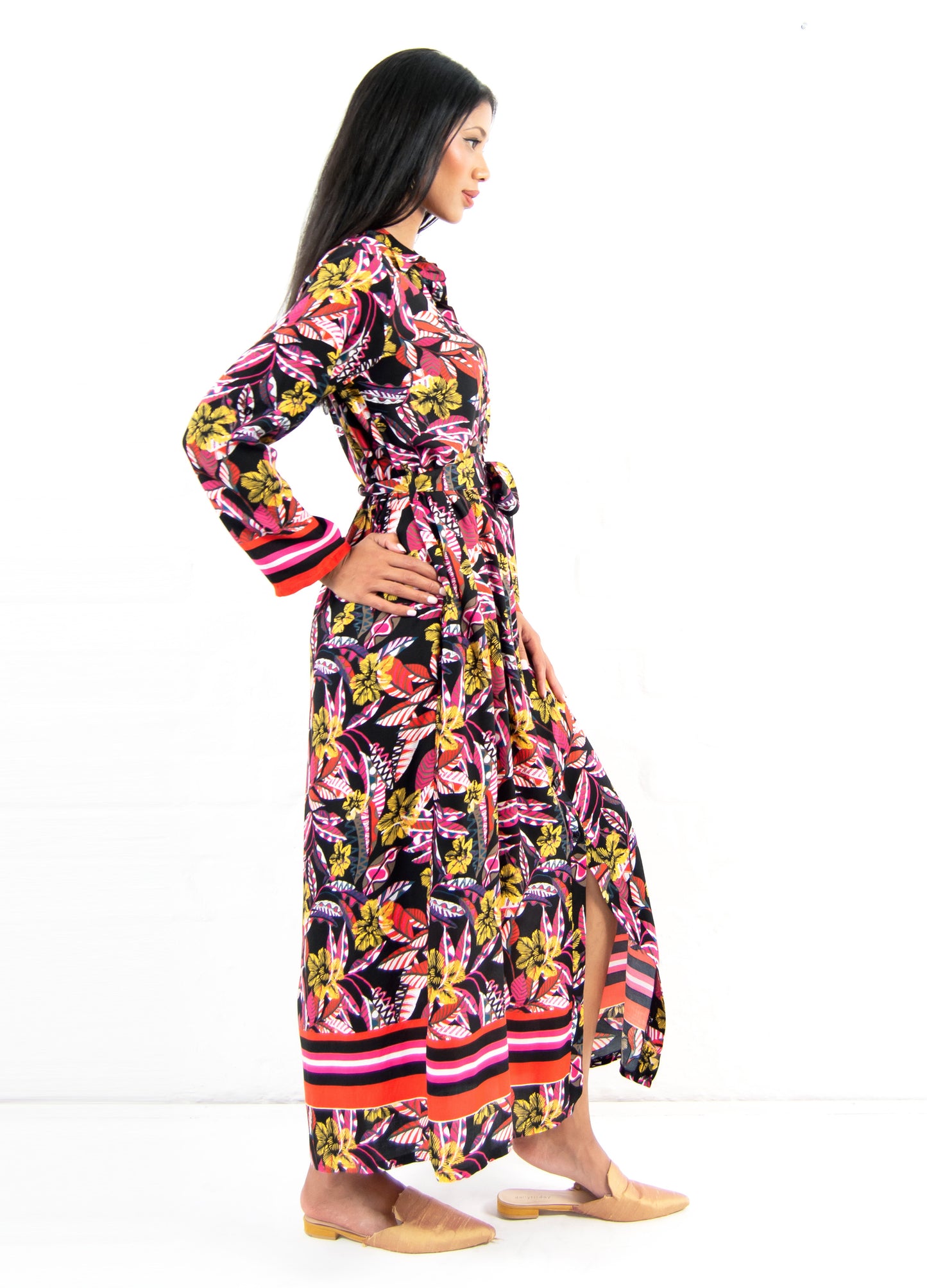 Ivy maxi shirt dress in black Jungle Fever print only Size 32 left