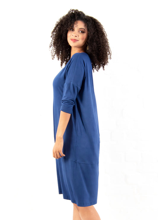 Abigail Lantern Dress in Indigo