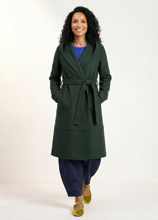Alice hooded coat in Forest Green melton
