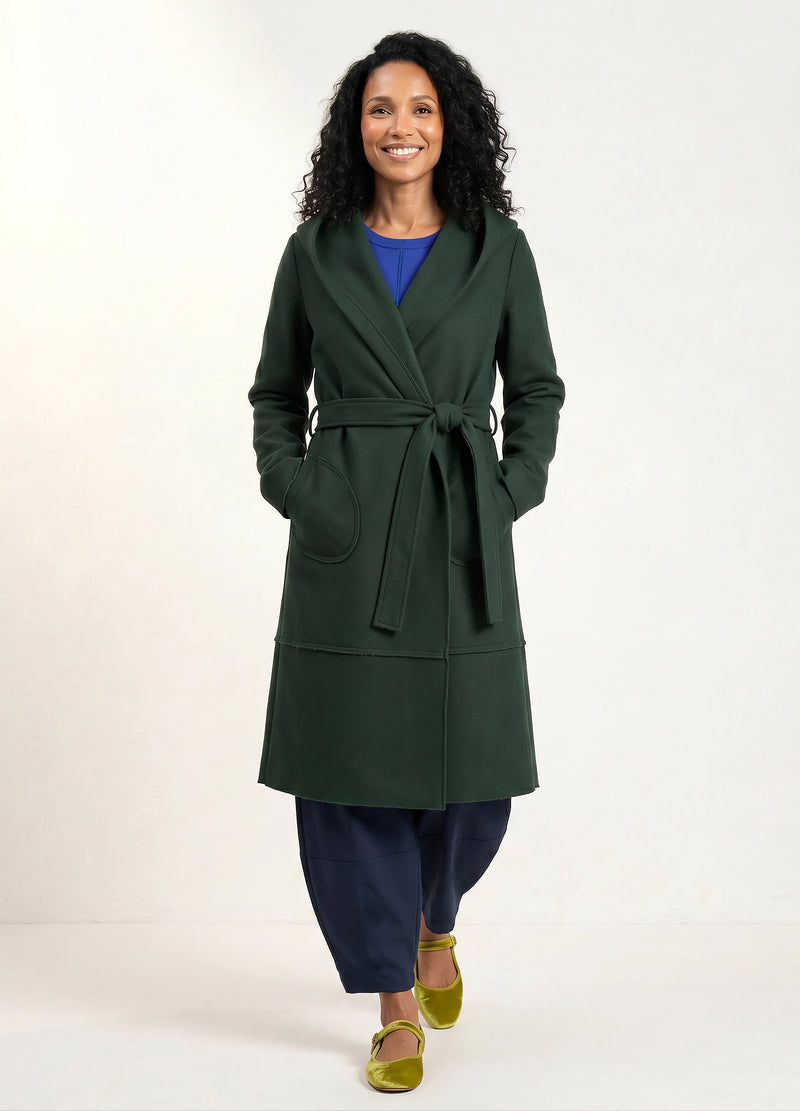 Alice hooded coat in Forest Green melton