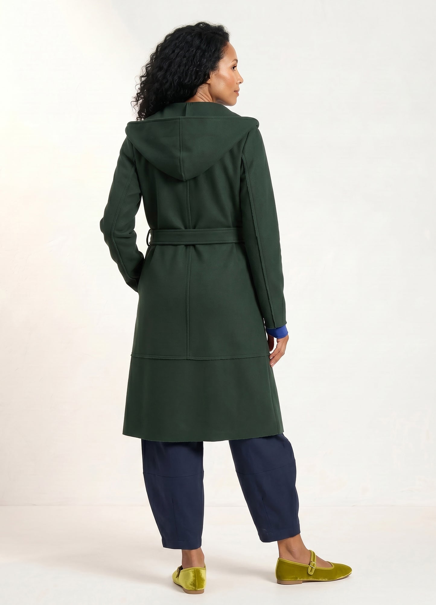 Alice hooded coat in Forest Green melton